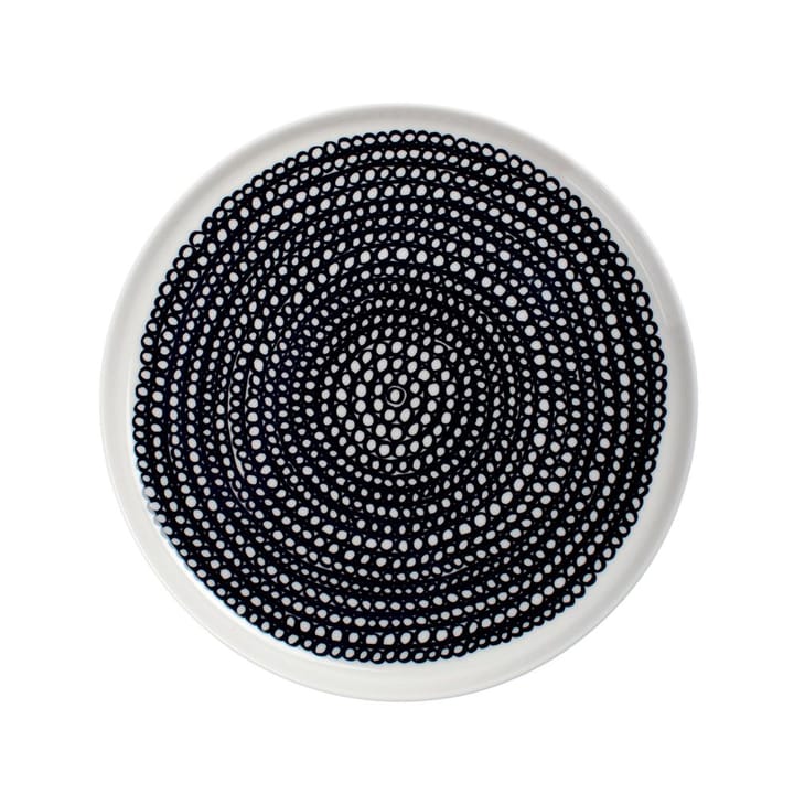 R�äsymatto tallerken Ø 20 cm - svart-hvit (små prikker) - Marimekko