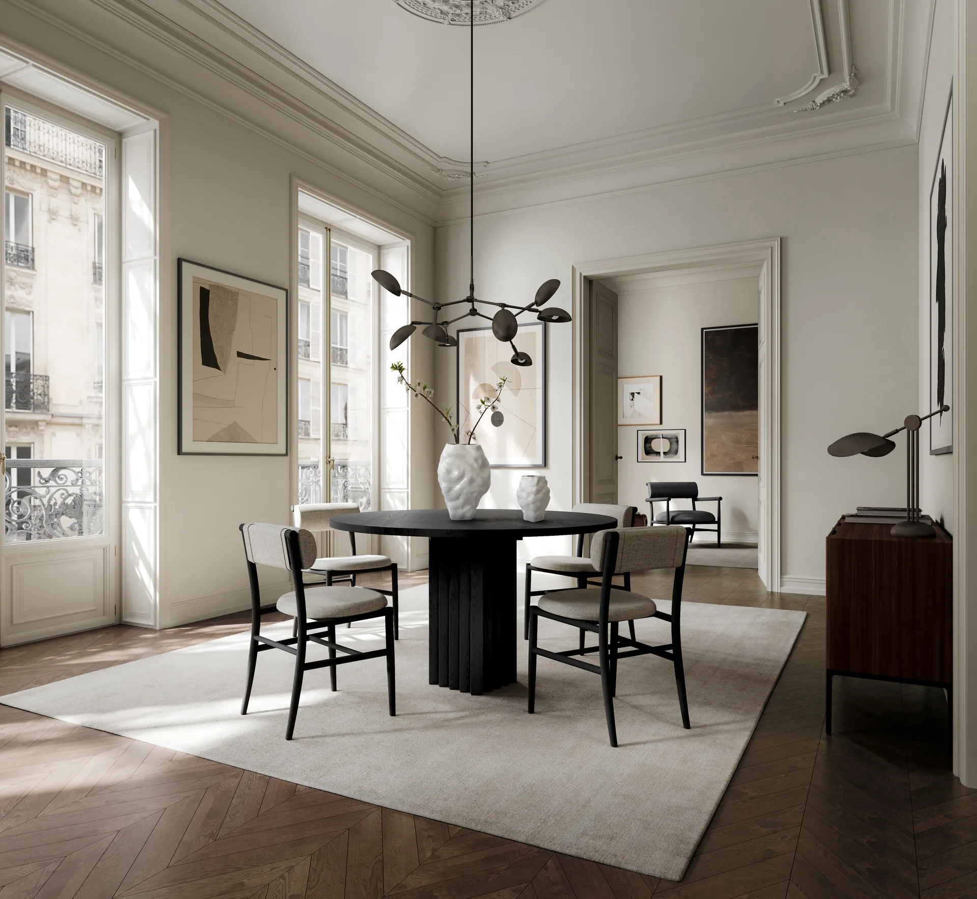 Arc spisebord Ø120 cm, Coffee svart eik 101 Copenhagen