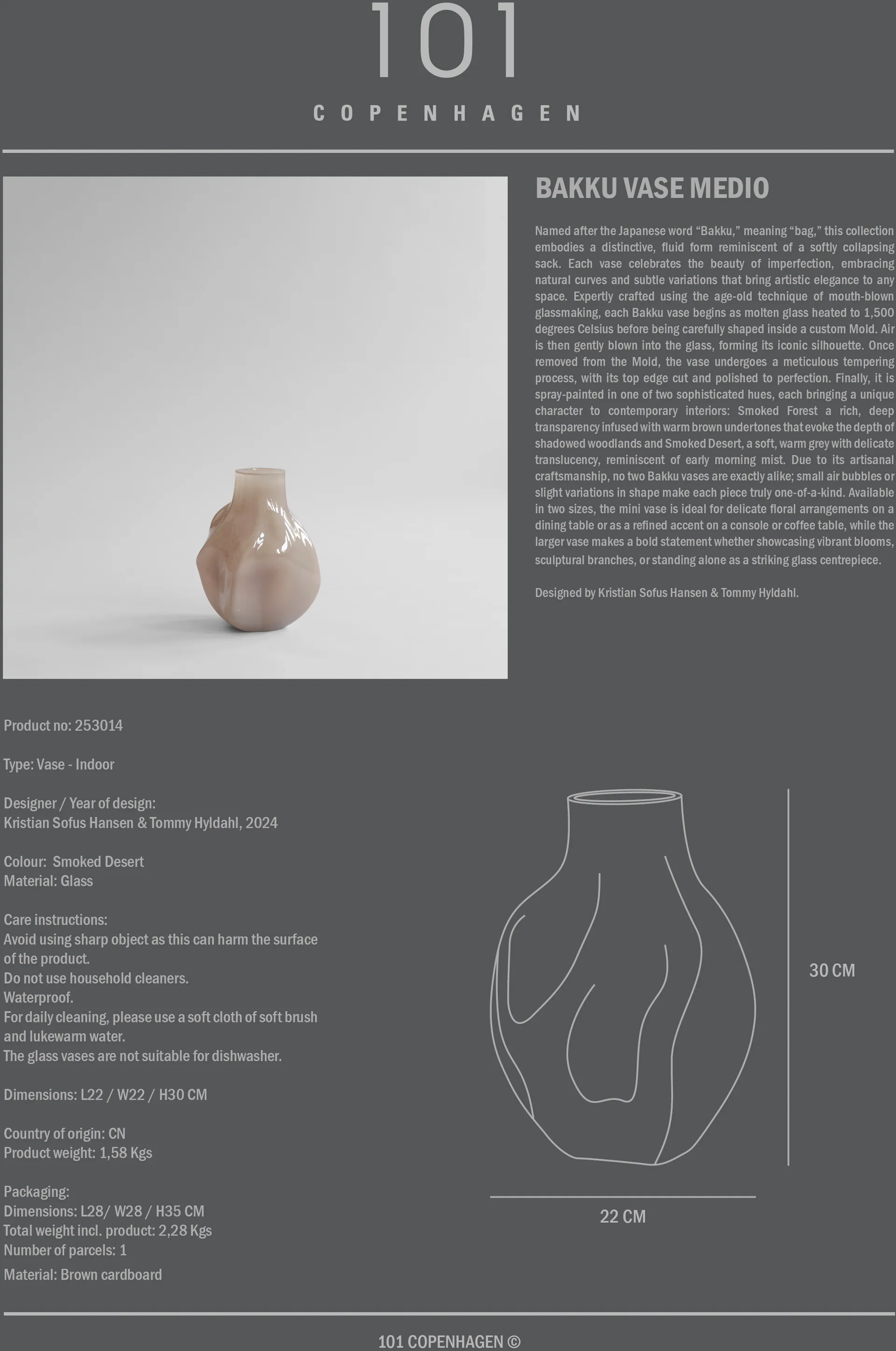 Bakku vase medium, Smoked desert 101 Copenhagen