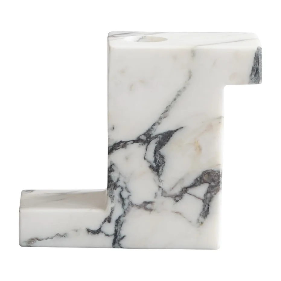 Brett høy lysestake 10,5 x 12,5 cm, Calacatta 101 Copenhagen