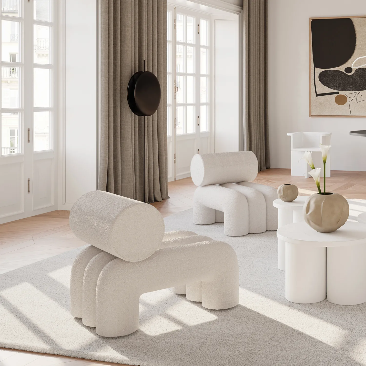 Foku Chair loungestol, Bouclé 101 Copenhagen