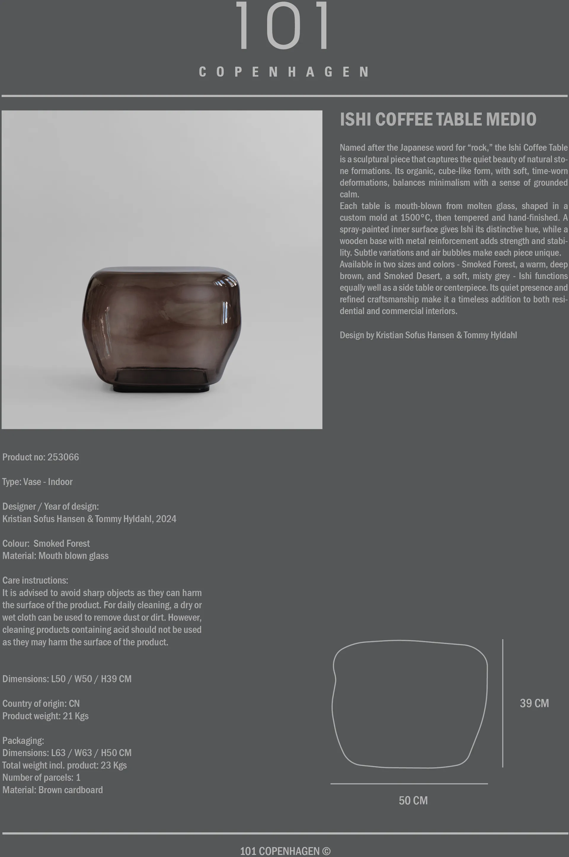 Ishi sofabord medio, Smoked forest 101 Copenhagen