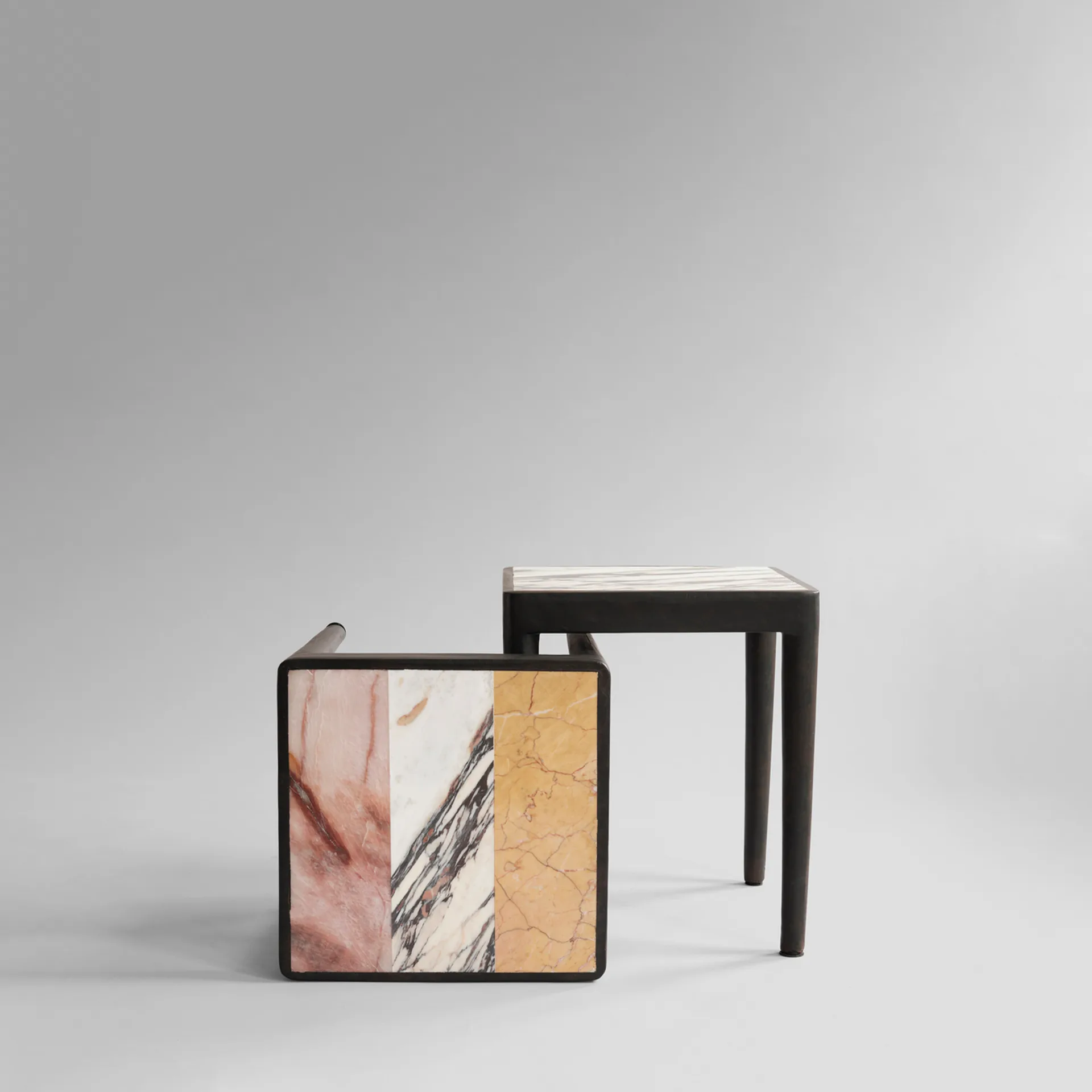 Tairu bord 38 x 38 cm striped, Peach-Calacatta-Yellow 101 Copenhagen