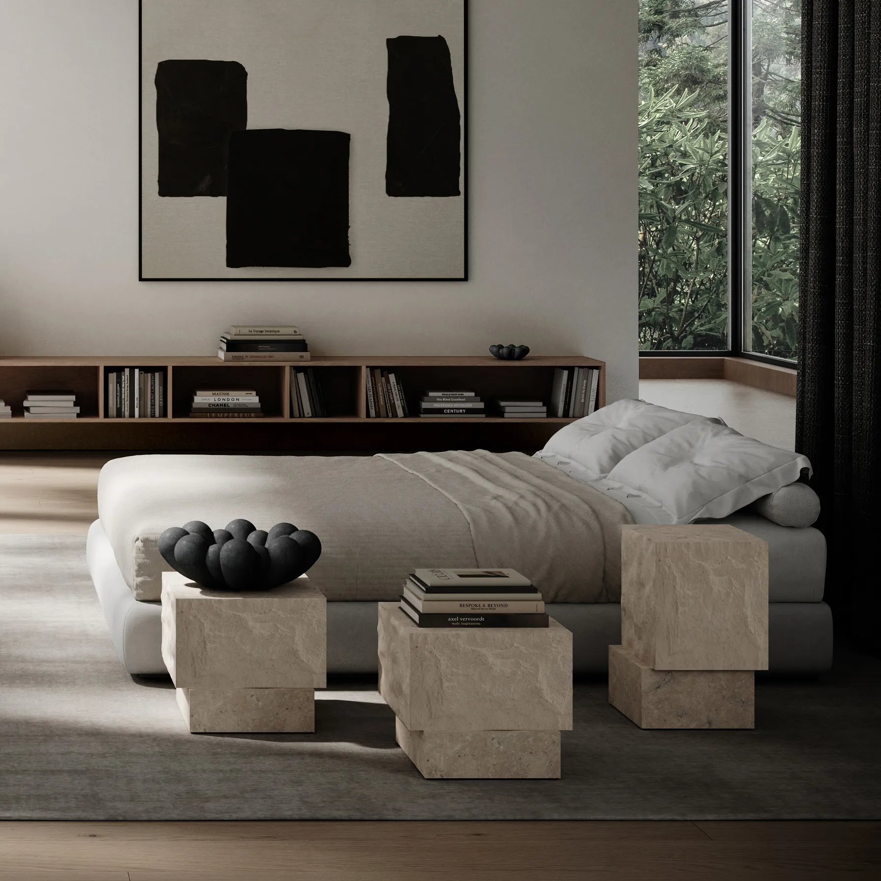 Temple sidebord low 42x40 cm, Chrome-limestone 101 Copenhagen