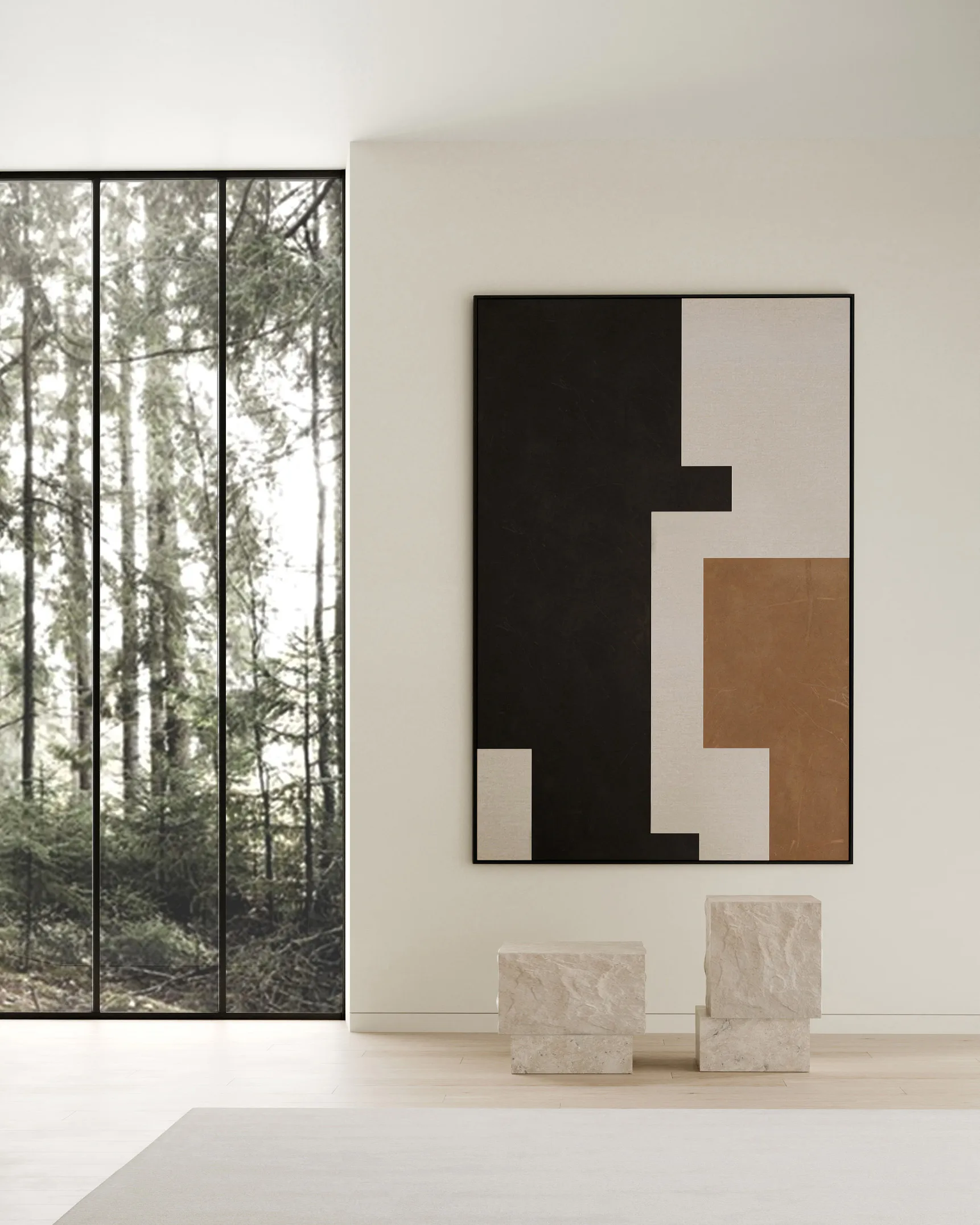 Temple sidebord low 42x40 cm, Chrome-limestone 101 Copenhagen