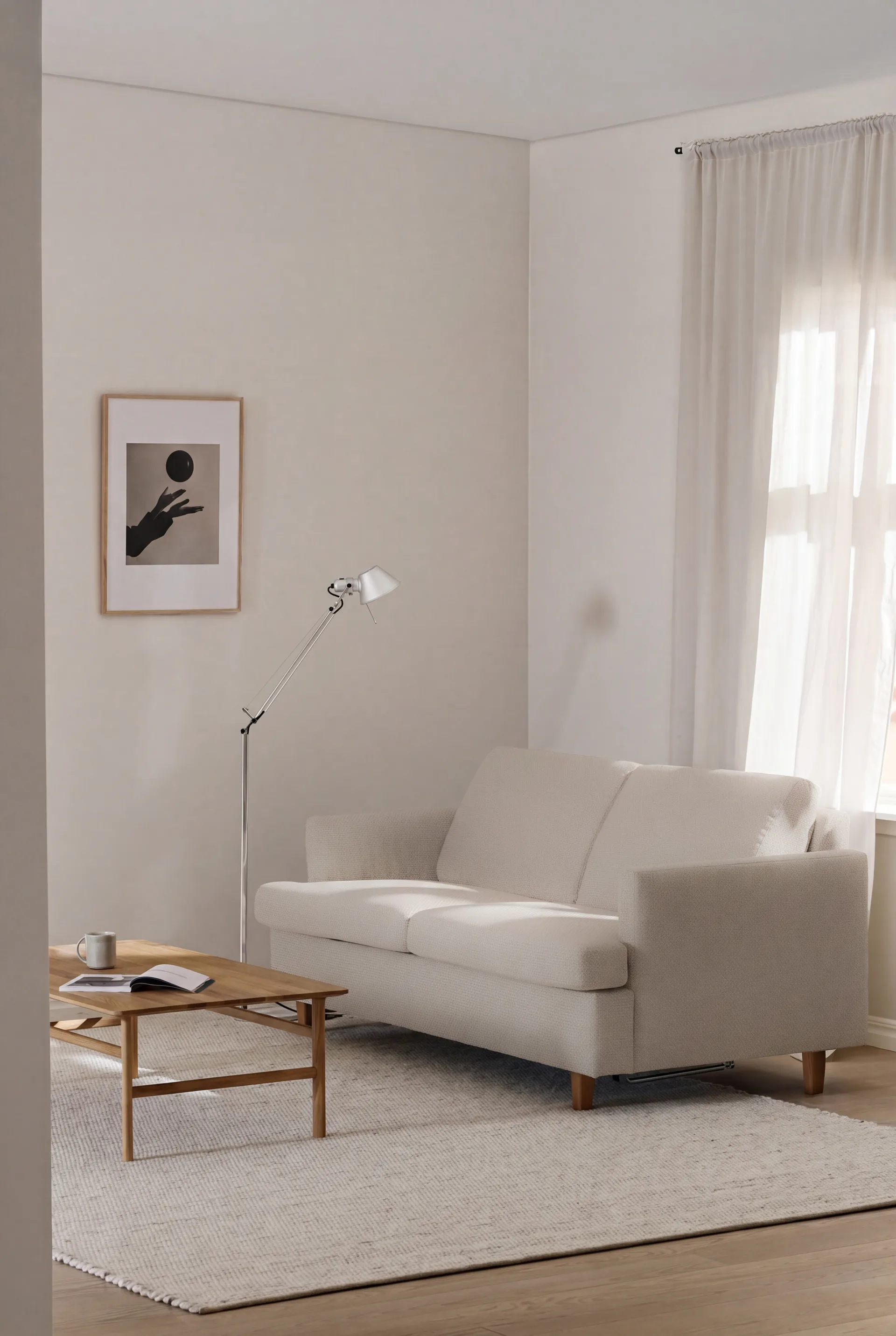 Binga 2,5-seters sovesofa, Caleido Beige 9600-eikebeiset ask 1898