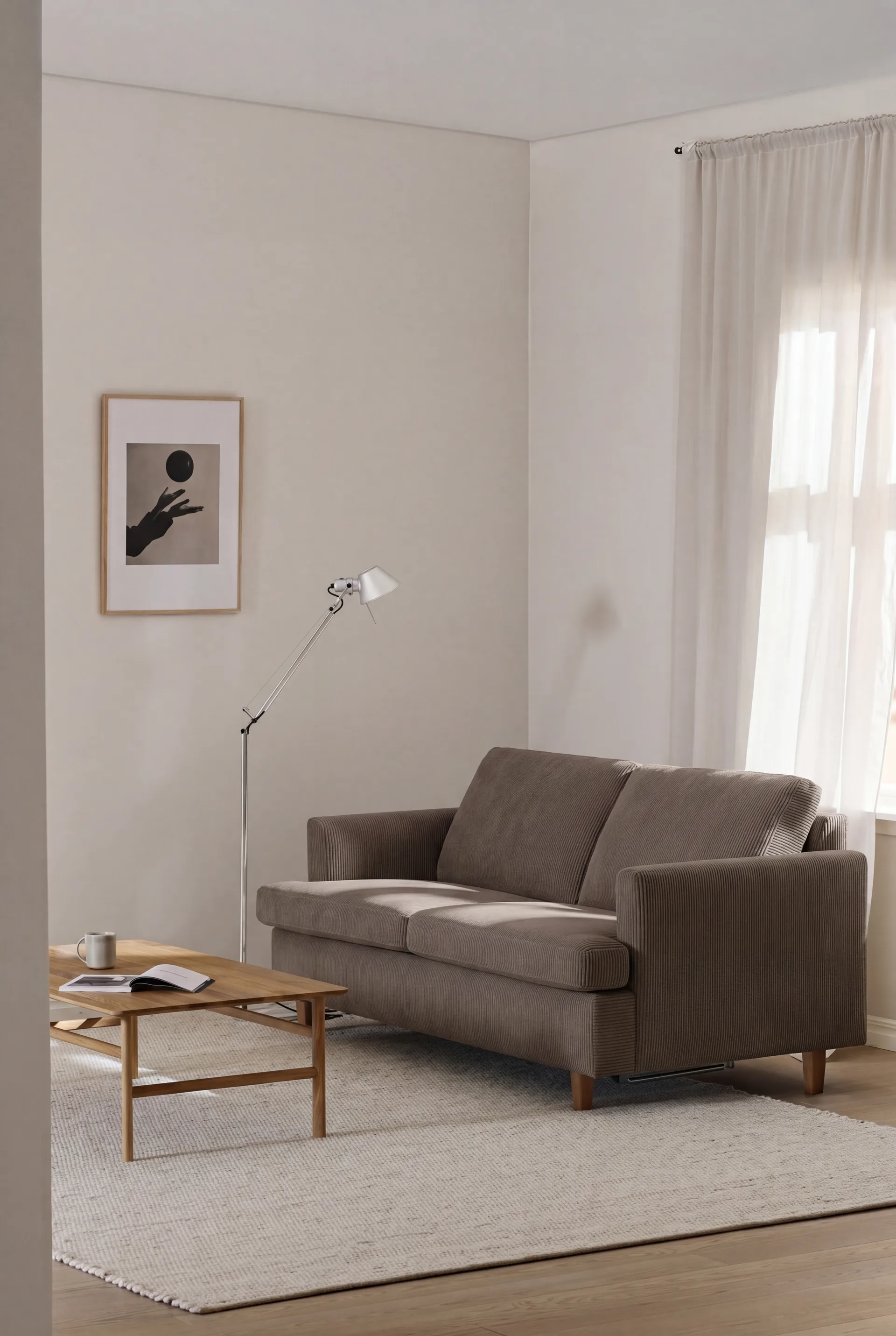 Binga 2,5-seters sovesofa, Jump Brown 1955-mørkbeiset ask 1898