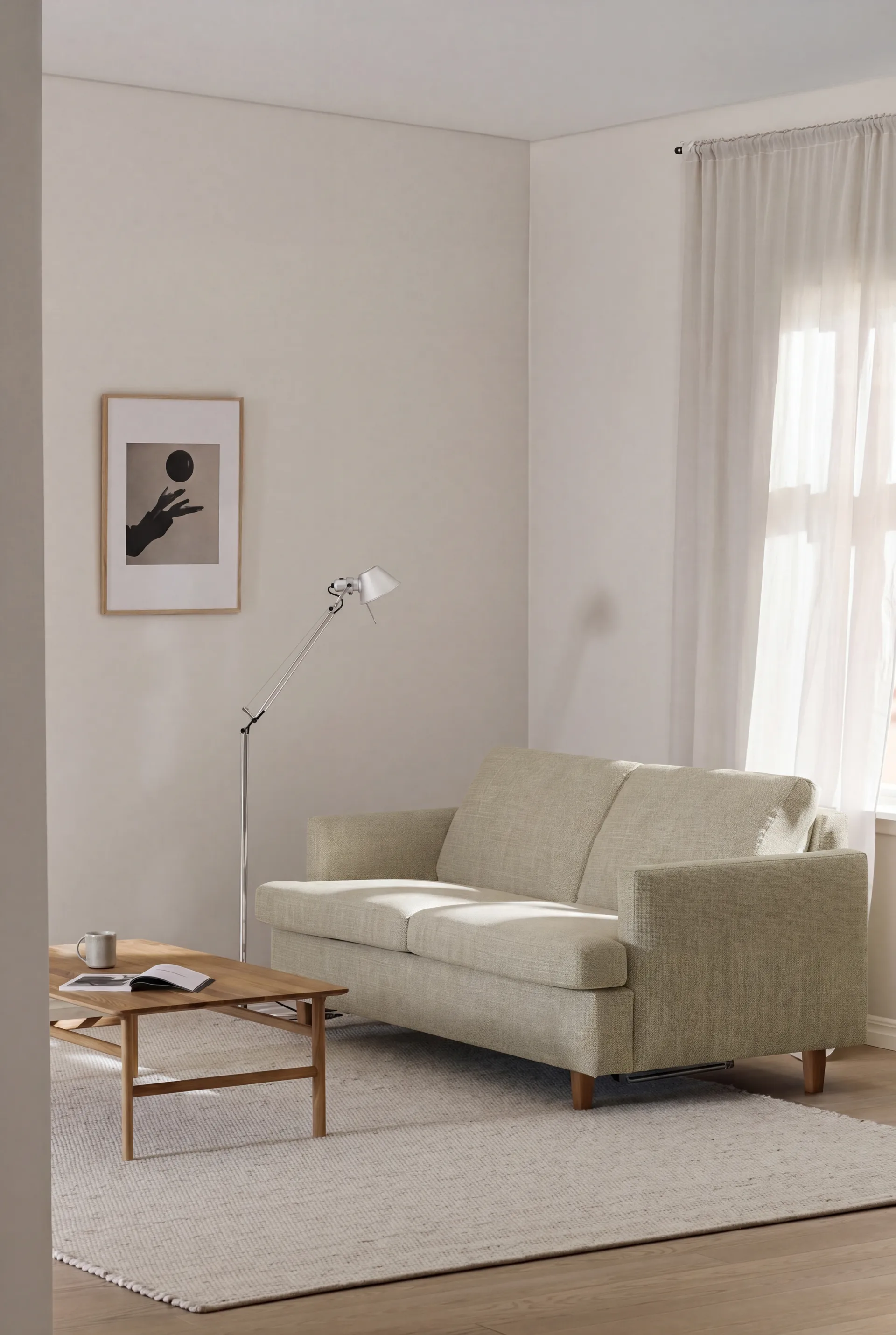 Binga 2,5-seters sovesofa, Luiza Beige 3981-eikebeiset ask 1898