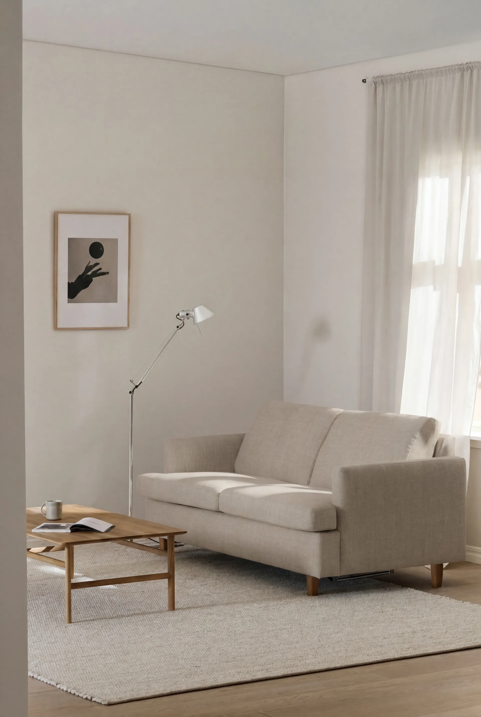 Binga 2,5-seters sovesofa, Same Beige 6670-eikebeiset ask 1898