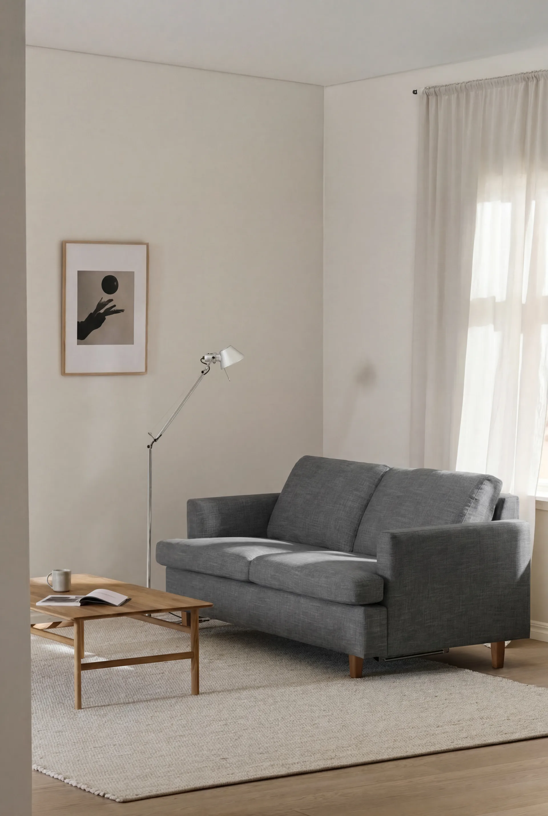 Binga 2,5-seters sovesofa, Same Blue 6678-eikebeiset ask 1898