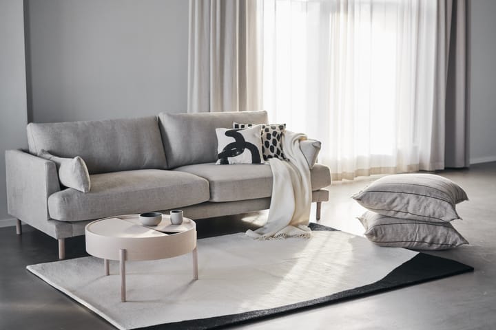 Bredhult sofa, 3-seter tekstil bern 0341 beige, hvitoljede eikeben 1898