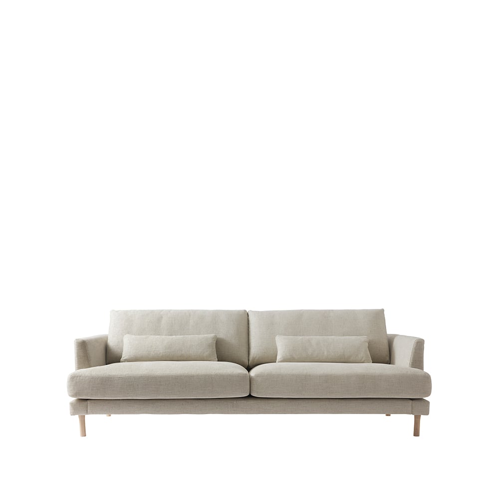 1898 Bredhult sofa 3-seter tekstil bern 0341 beige, hvitoljede eikeben