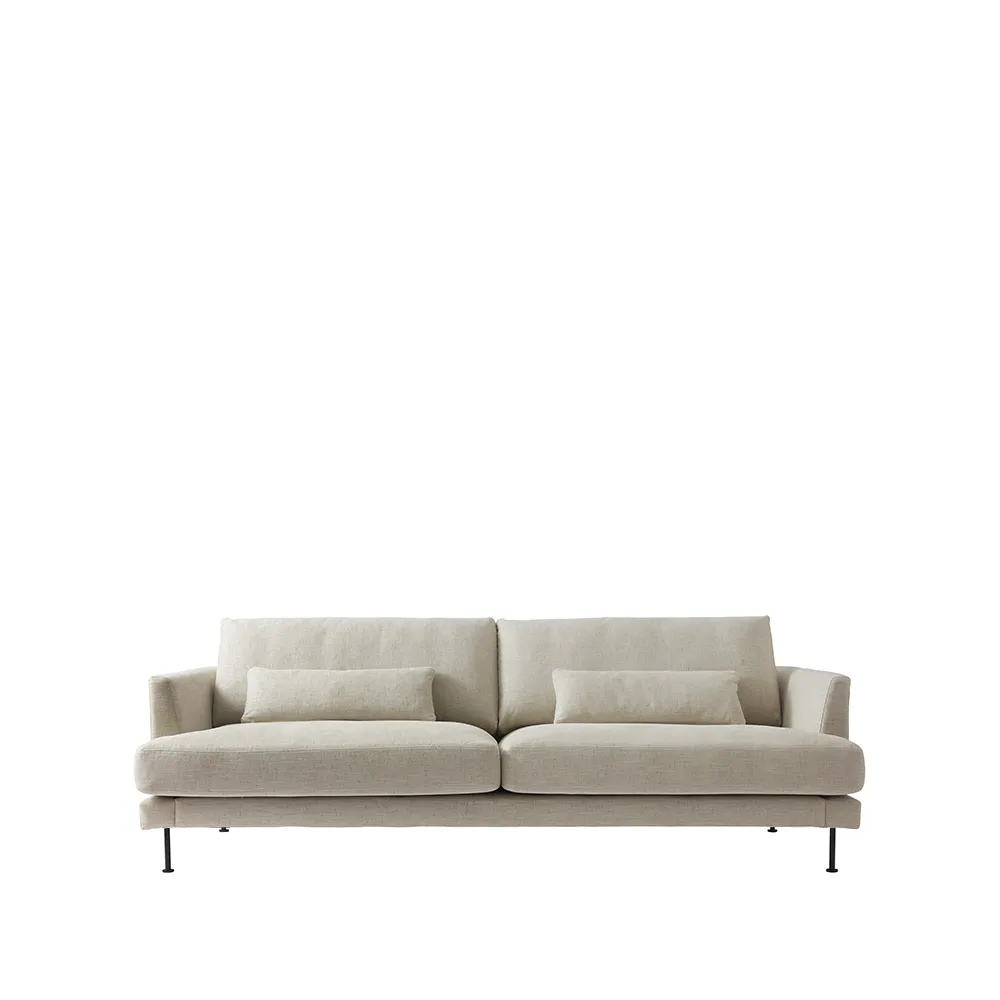 Bredhult sofa, 3-seter tekstil bern 0341 beige, sorte stålben 1898