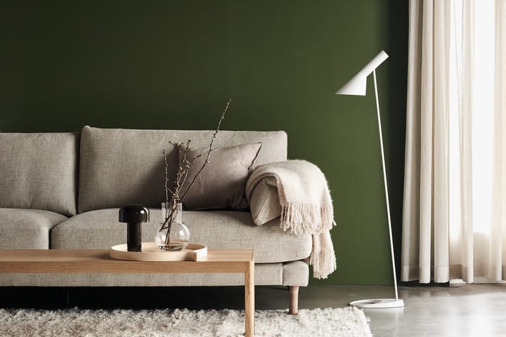 Bredhult sofa, 3-seter tekstil bern 0345 green, hvitoljede eikeben 1898