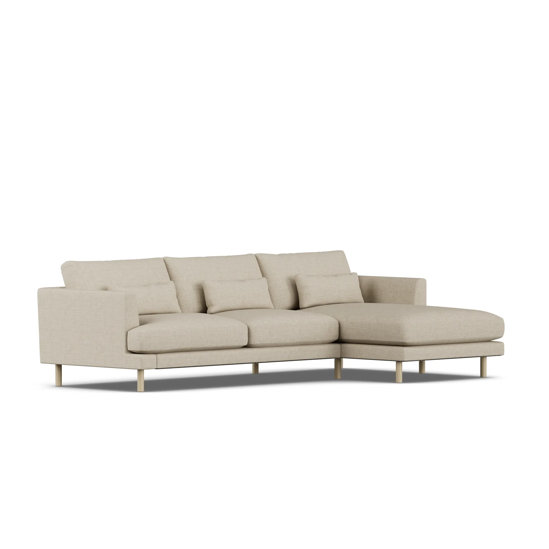 Bredhult sofa, Bern Beige 0341-hvitoljet eik, 2,5-seters C1 1898