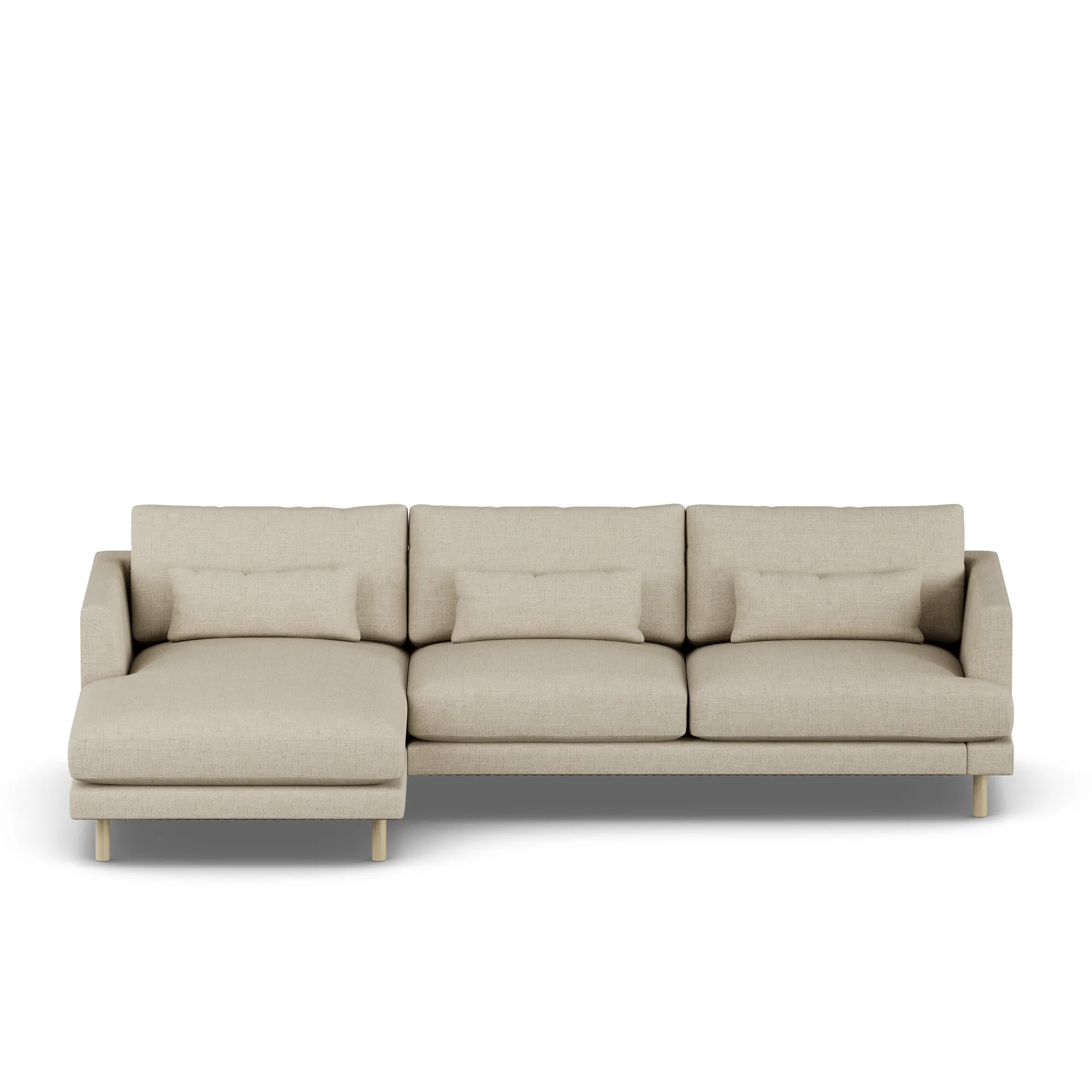 Bredhult sofa, Bern Beige 0341-hvitoljet eik, 2,5-seters C2 1898