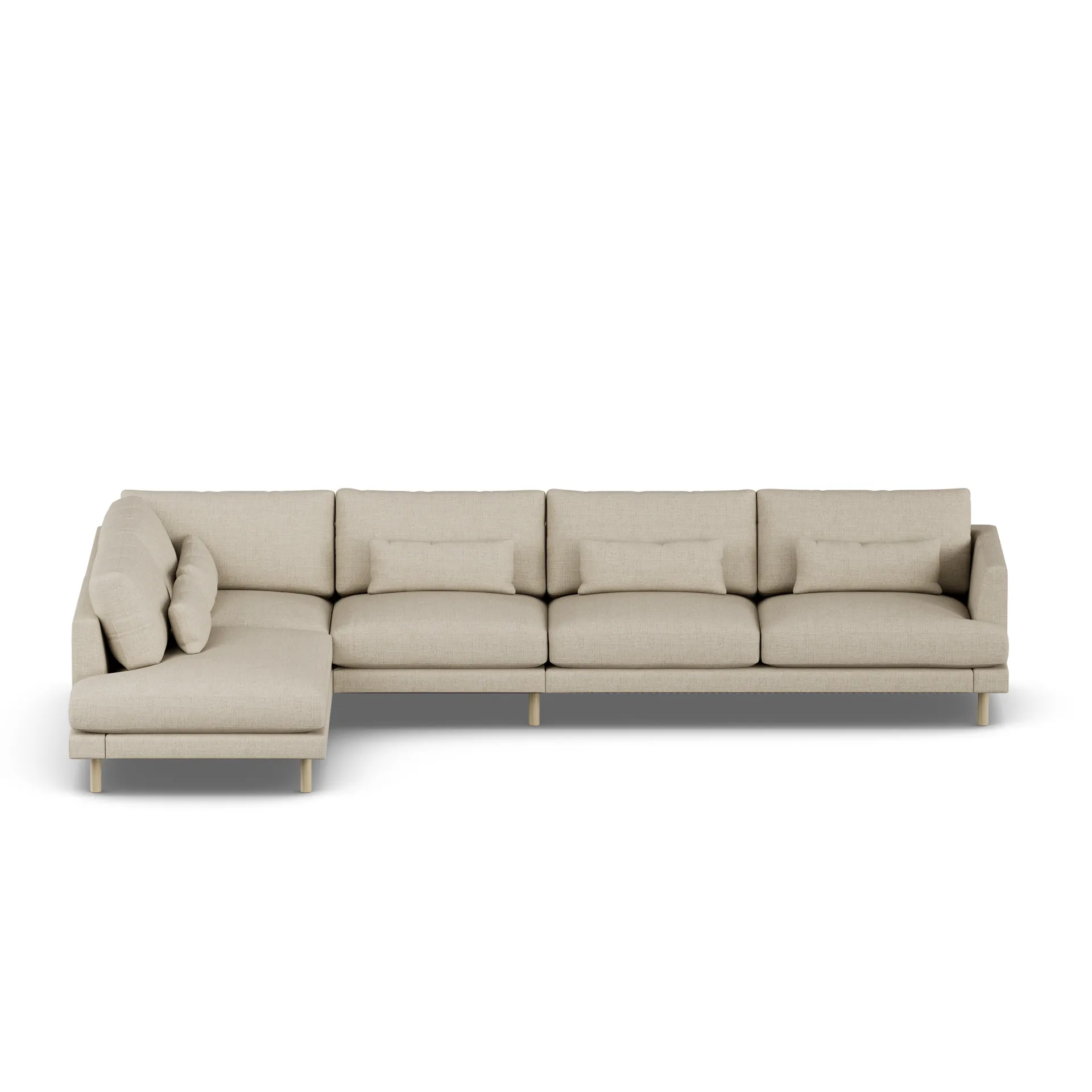 Bredhult sofa, Bern Beige 0341-hvitoljet eik, 4-seters B2 1898