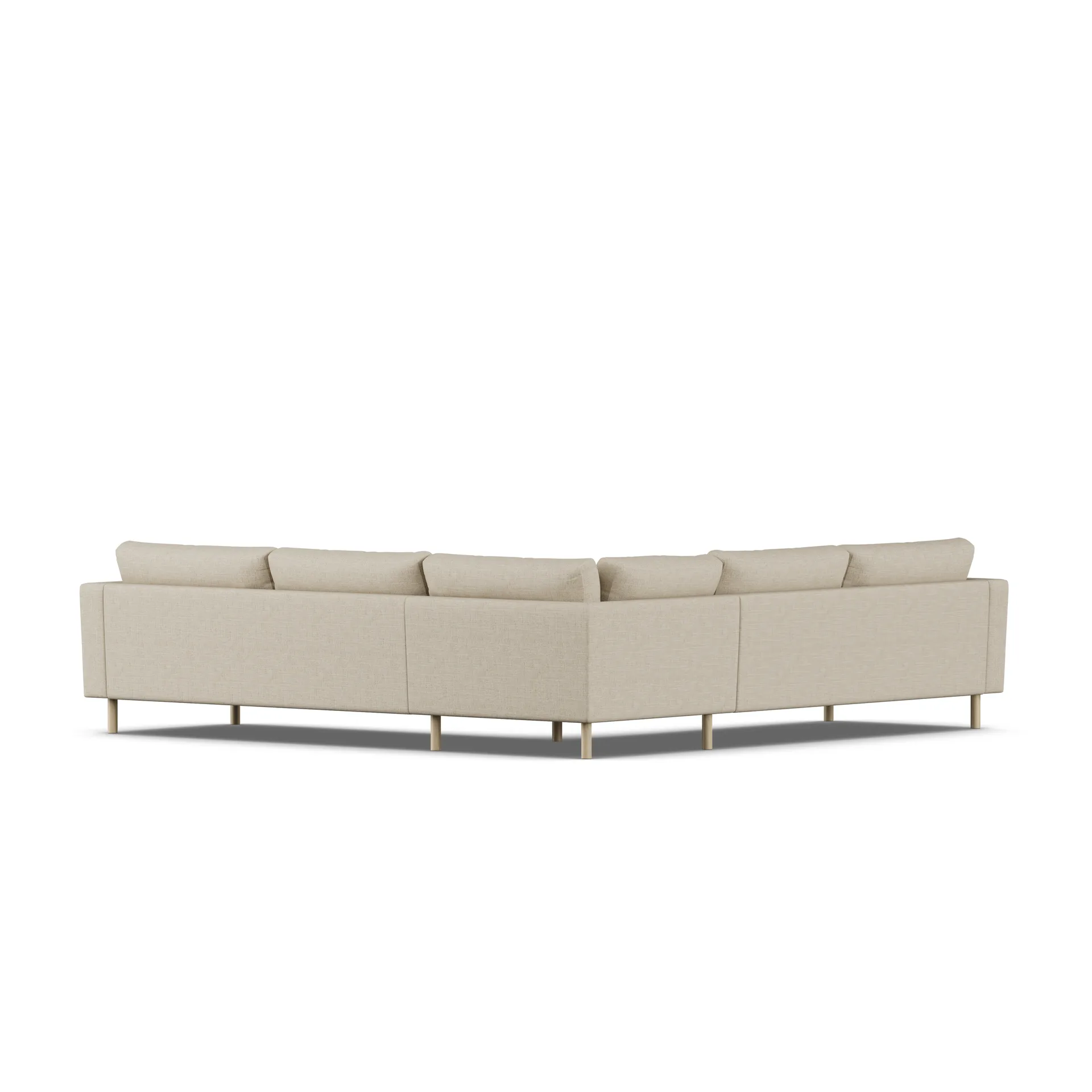 Bredhult sofa, Bern Beige 0341-hvitoljet eik, hjørnesofa F 1898