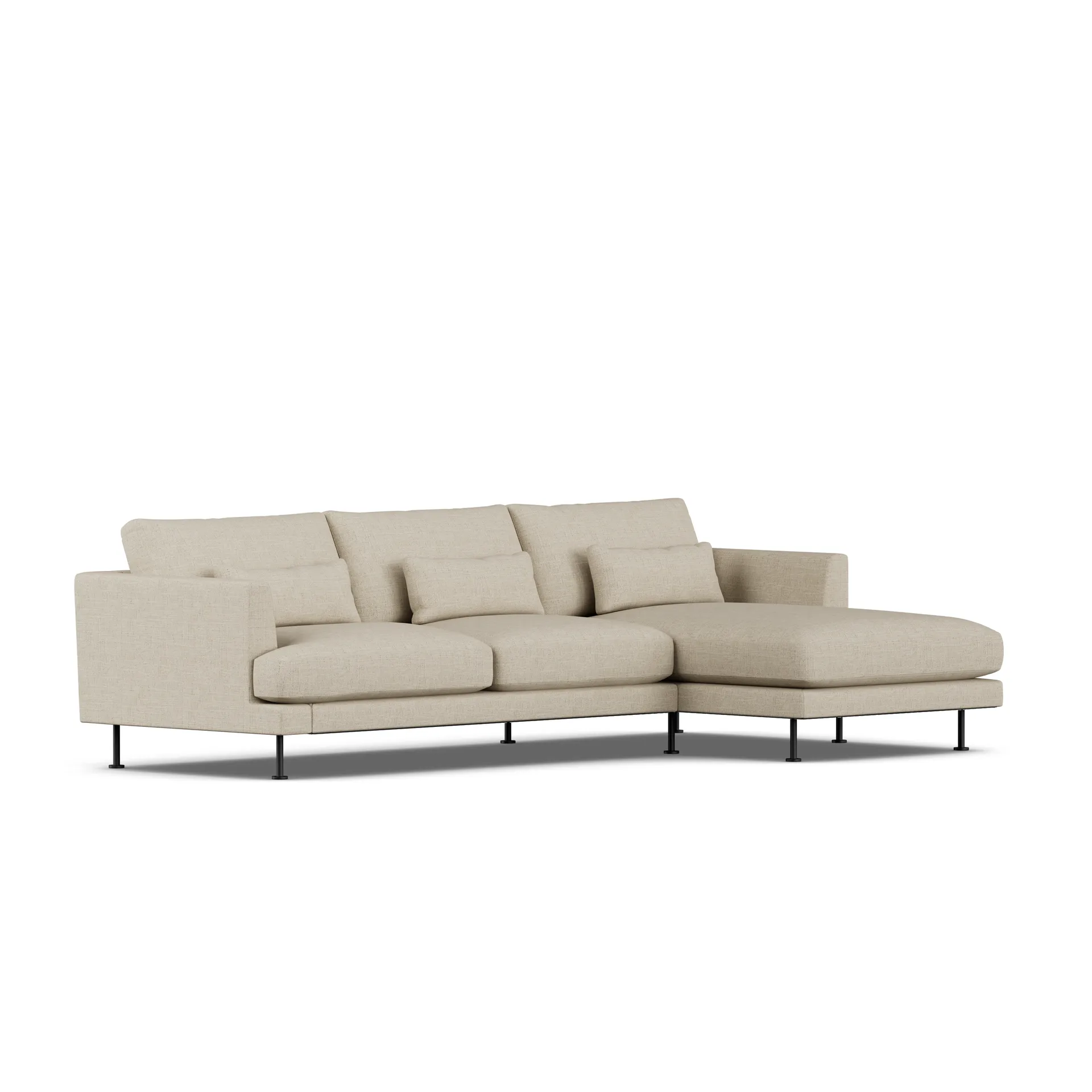 Bredhult sofa, Bern Beige 0341-svart stål, 2,5-seters C1 1898