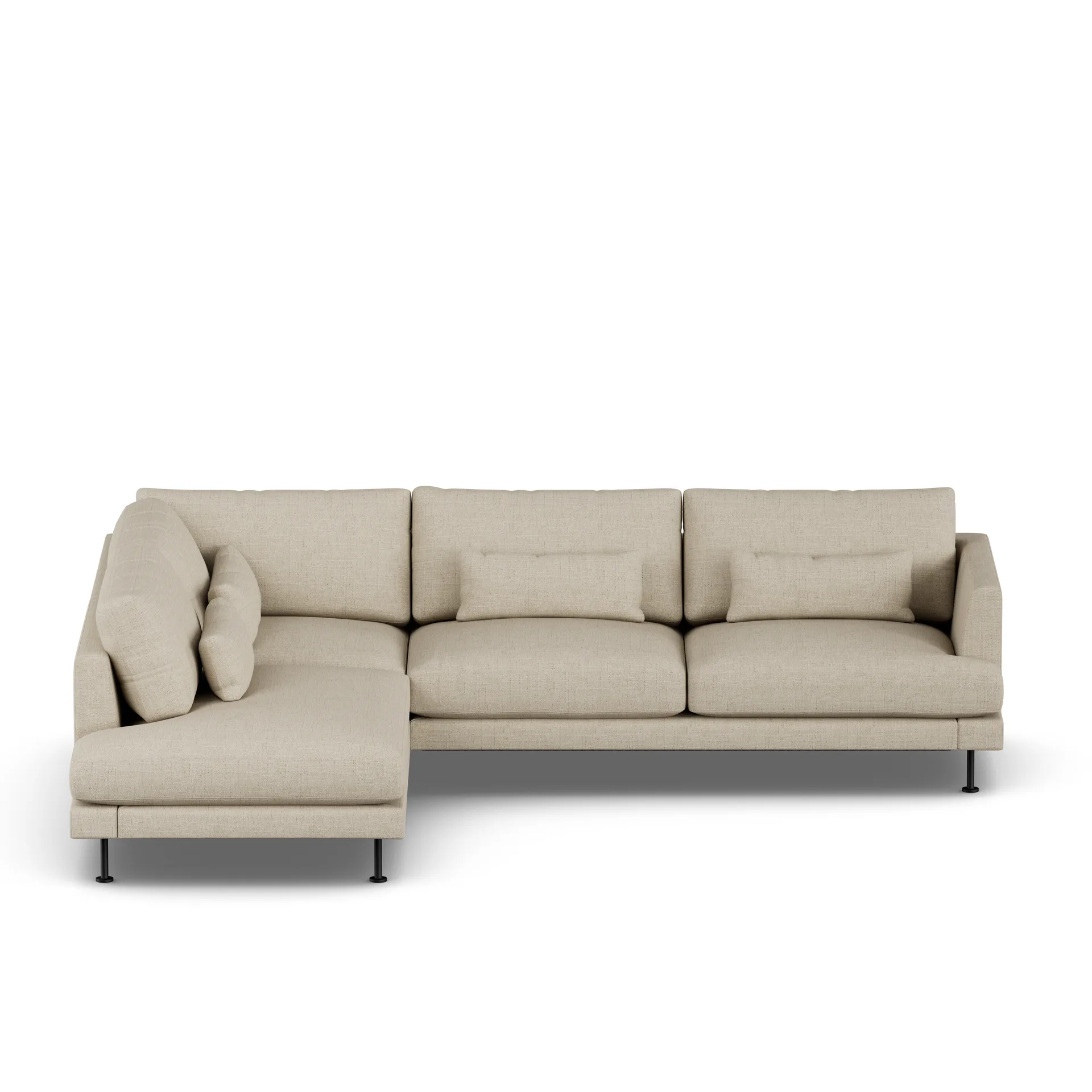 Bredhult sofa, Bern Beige 0341-svart stål, 3-seters A2 1898