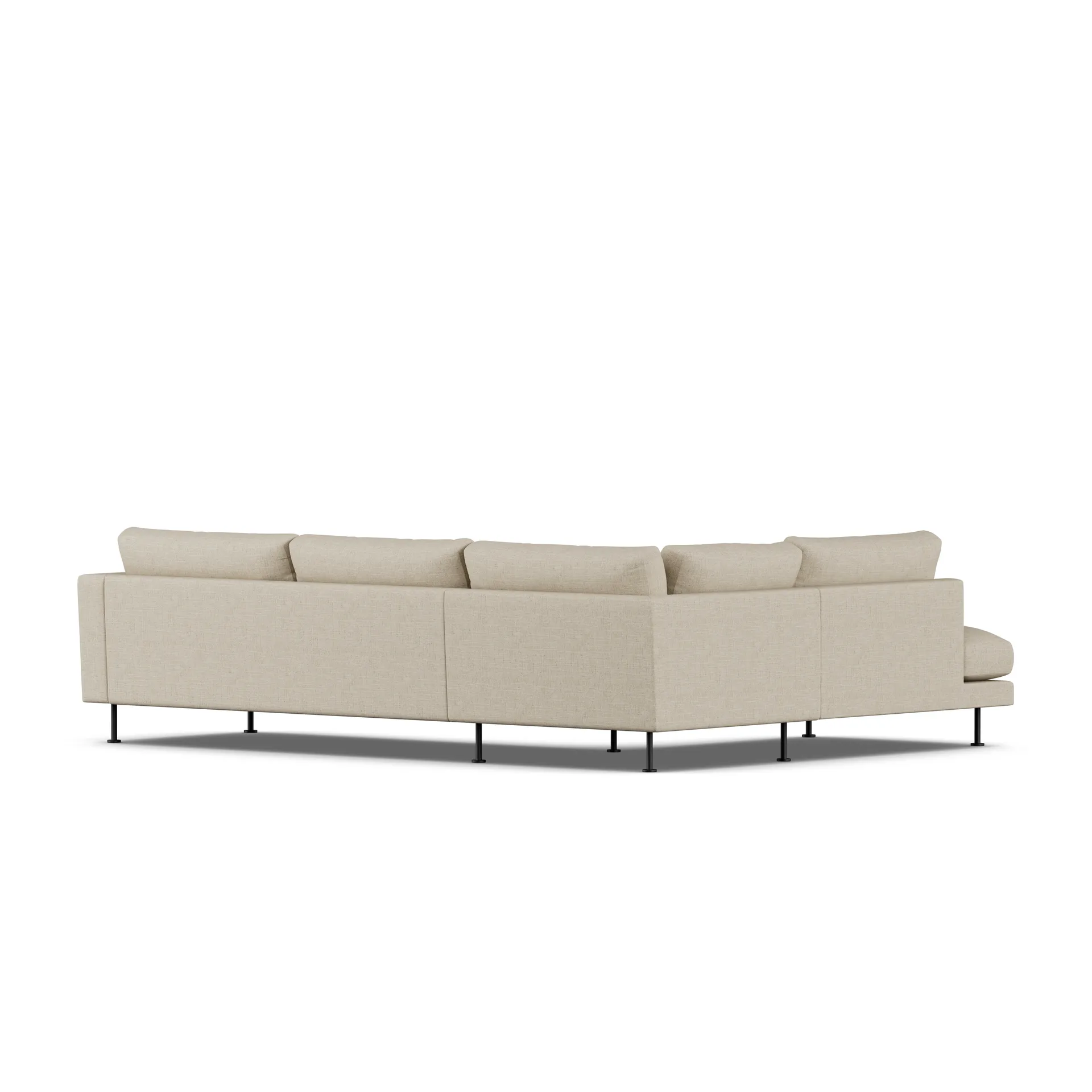 Bredhult sofa, Bern Beige 0341-svart stål, 3-seters A2 1898