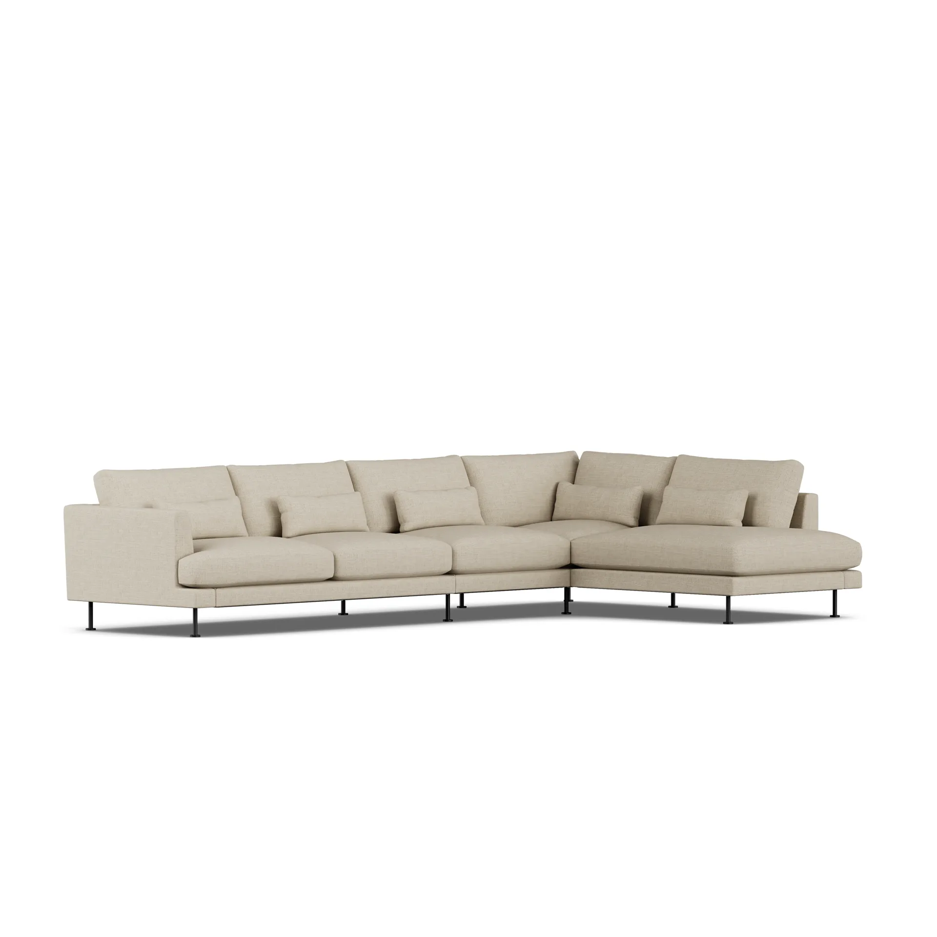 Bredhult sofa, Bern Beige 0341-svart stål, 4-seters B1 1898