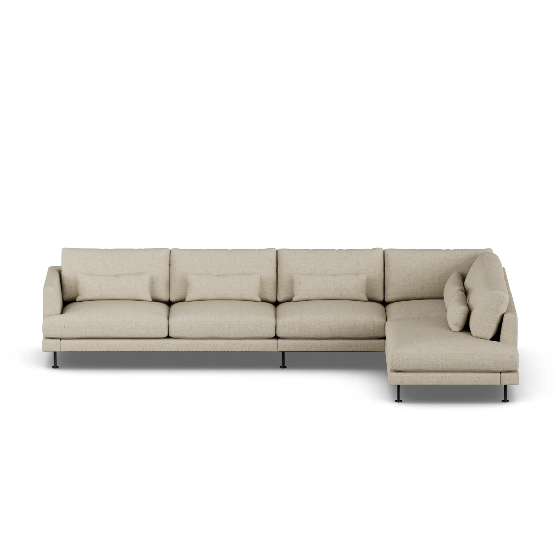 Bredhult sofa, Bern Beige 0341-svart stål, 4-seters B1 1898