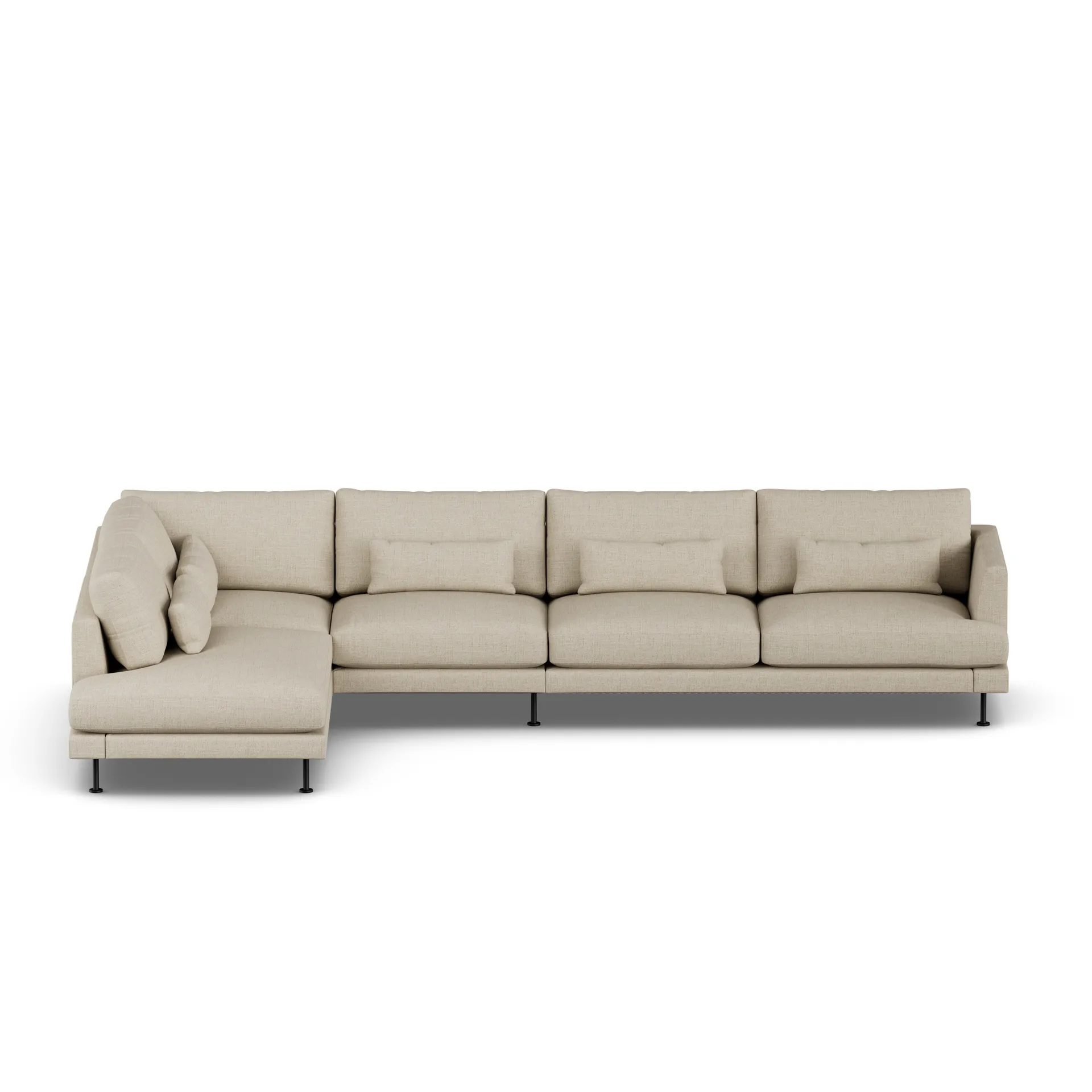 Bredhult sofa, Bern Beige 0341-svart stål, 4-seters B2 1898
