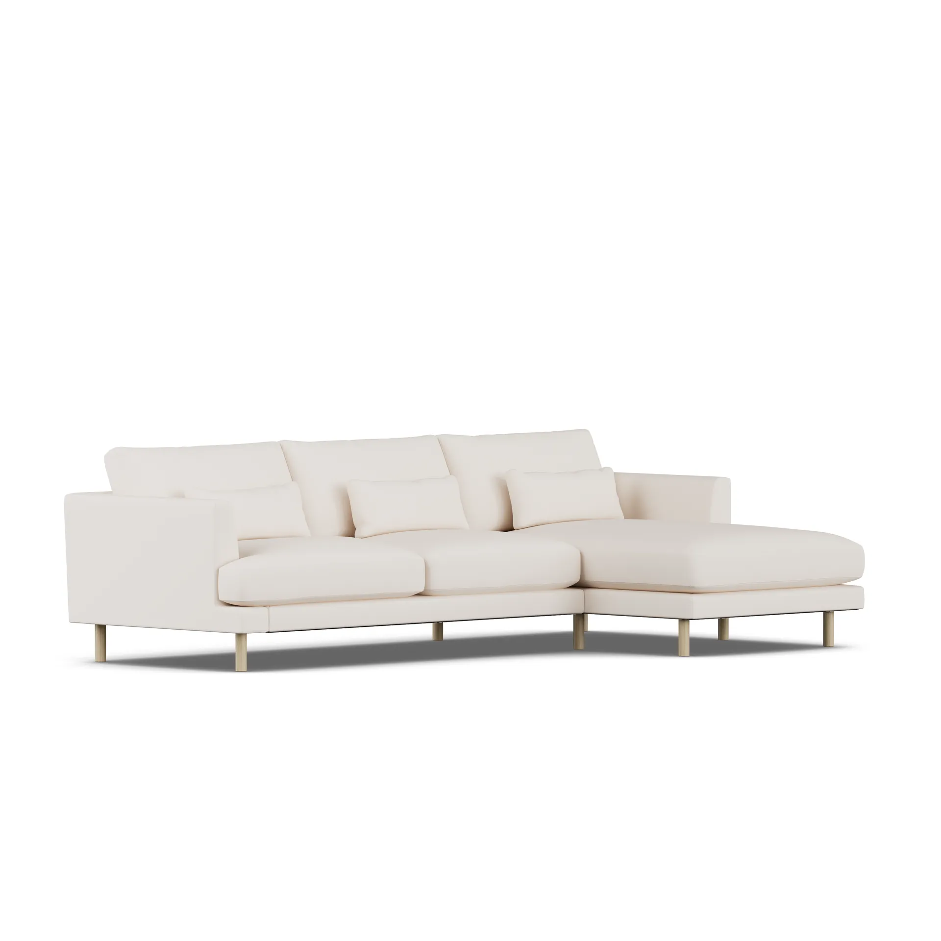 Bredhult sofa, Caleido Beige 9600-hvitoljet eik, 2,5-seters C1 1898
