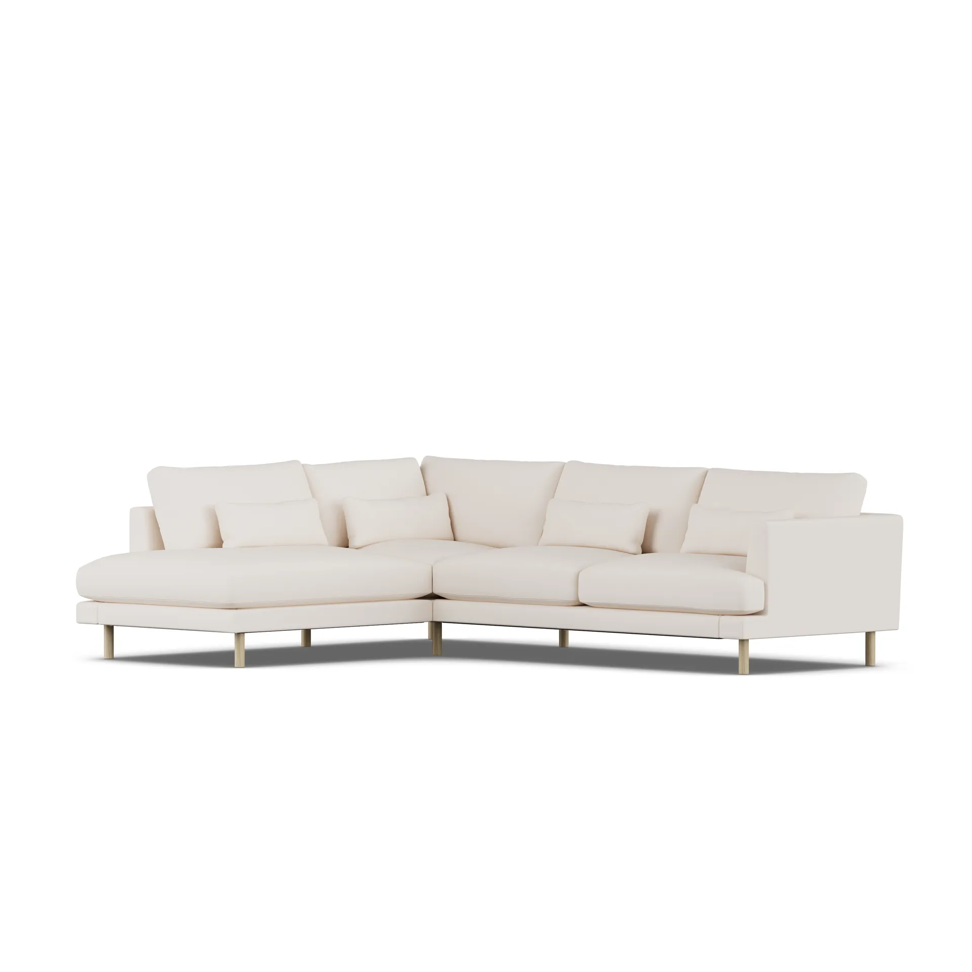 Bredhult sofa, Caleido Beige 9600-hvitoljet eik, 3-seters A2 1898