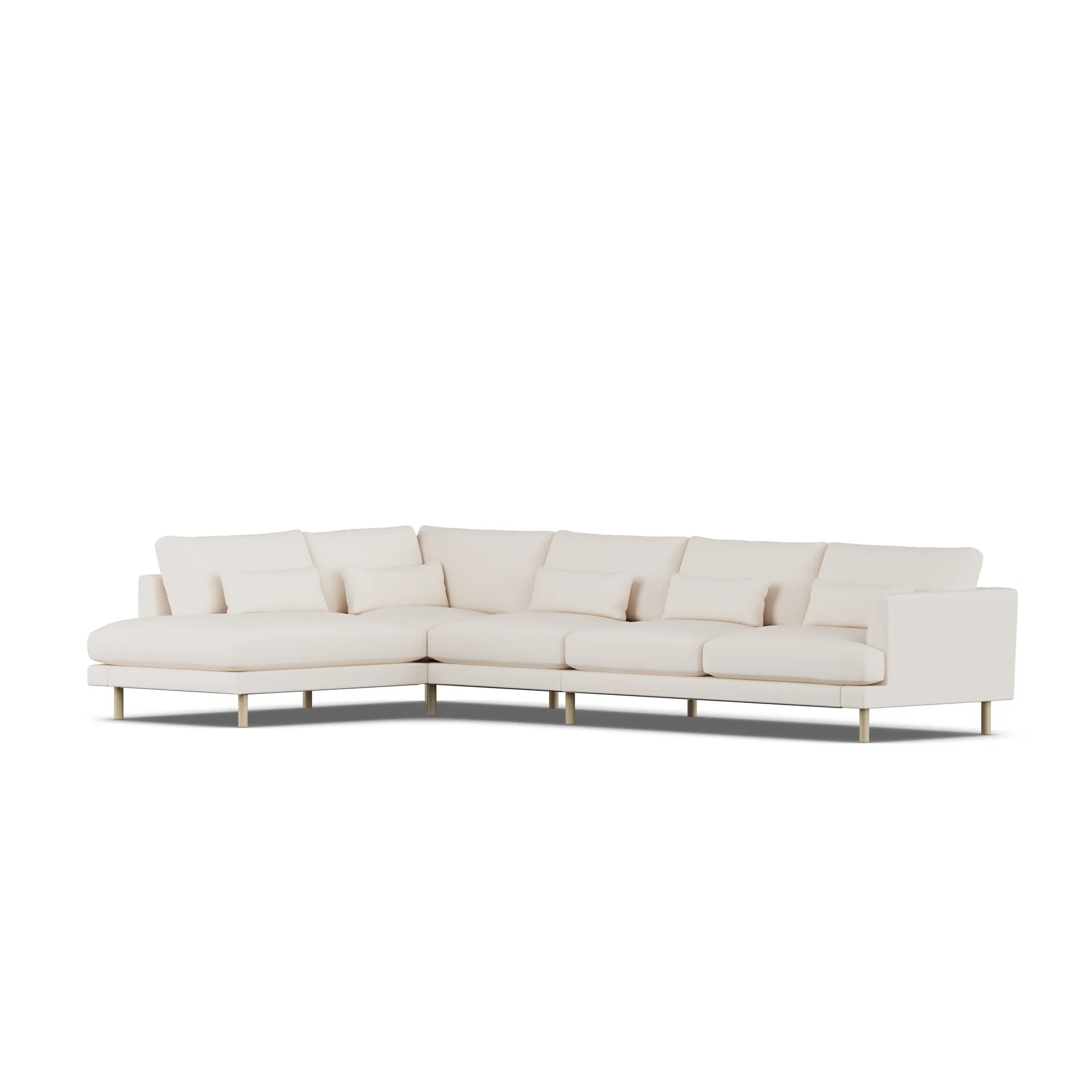 Bredhult sofa, Caleido Beige 9600-hvitoljet eik, 4-seters B2 1898