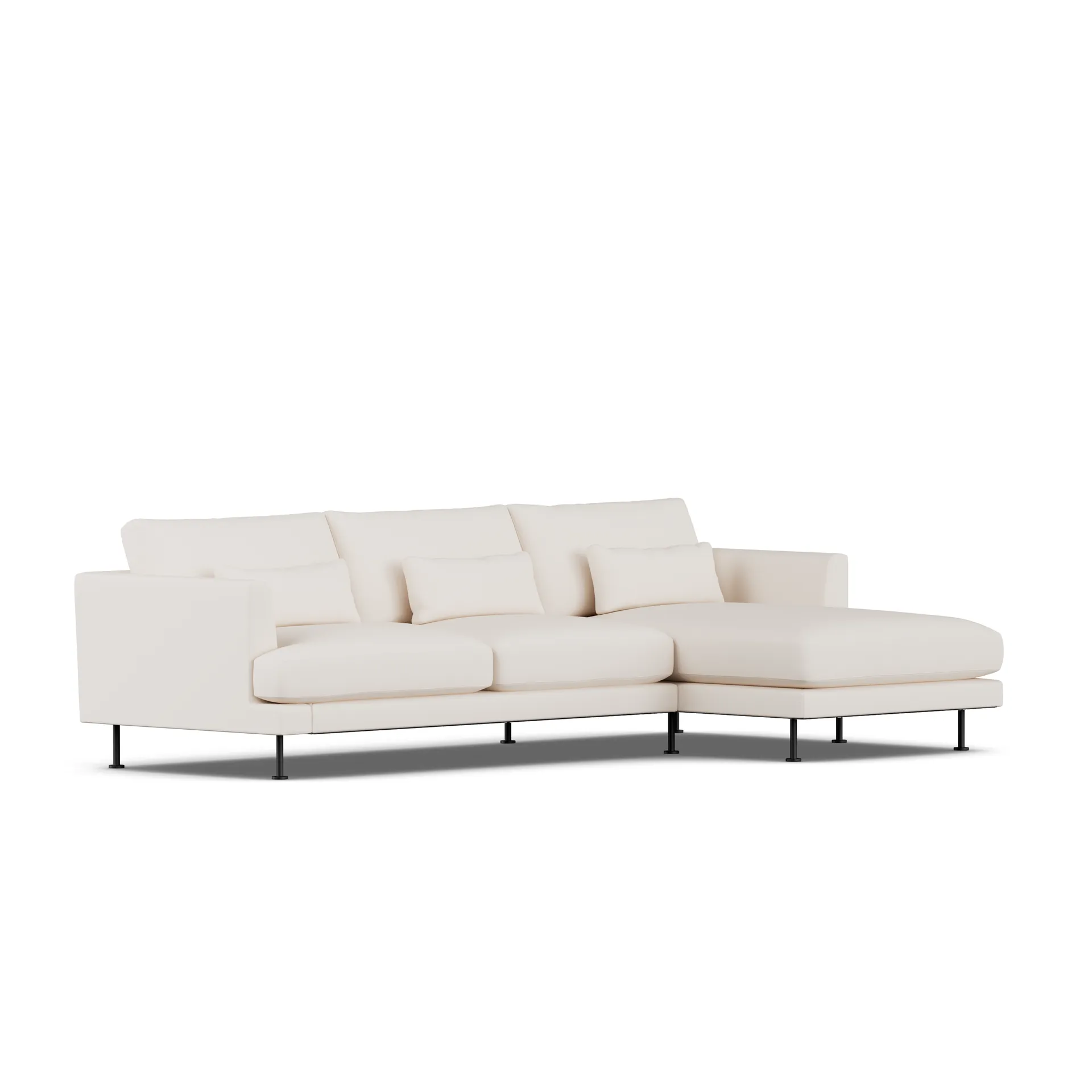 Bredhult sofa, Caleido Beige 9600-svart stål, 2,5-seters C1 1898