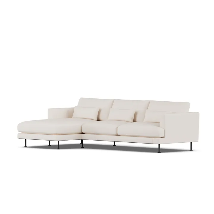 Bredhult sofa - Caleido Beige 9600-svart stål, 2,5-seters C2 - 1898