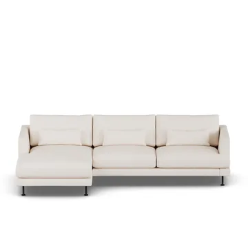 Bredhult sofa - Caleido Beige 9600-svart stål, 2,5-seters C2 - 1898