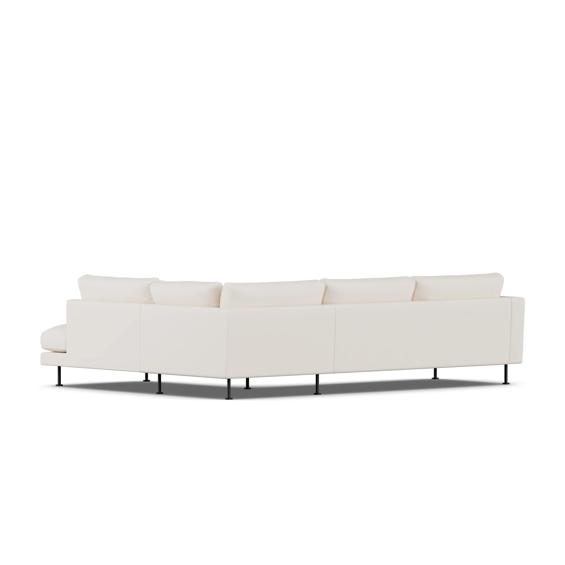 Bredhult sofa, Caleido Beige 9600-svart stål, 3-seters A1 1898