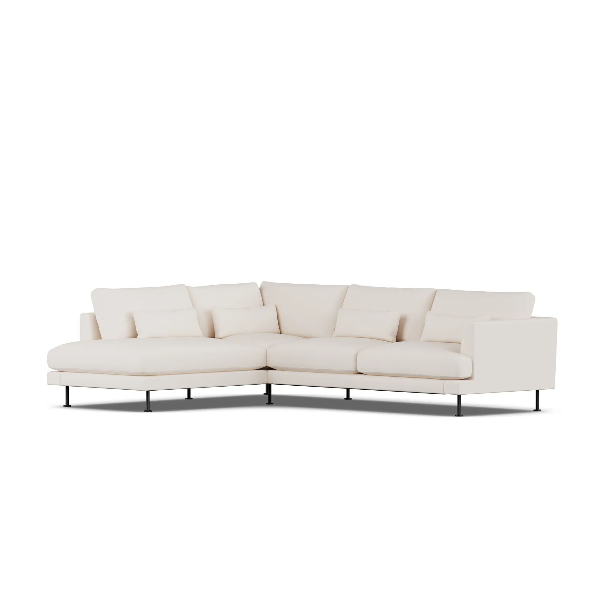 Bredhult sofa, Caleido Beige 9600-svart stål, 3-seters A2 1898