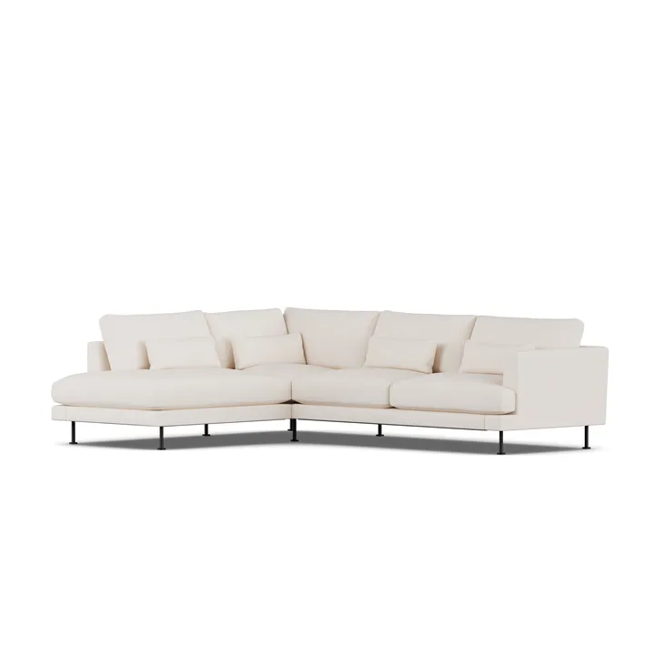 Bredhult sofa - Caleido Beige 9600-svart stål, 3-seters A2 - 1898