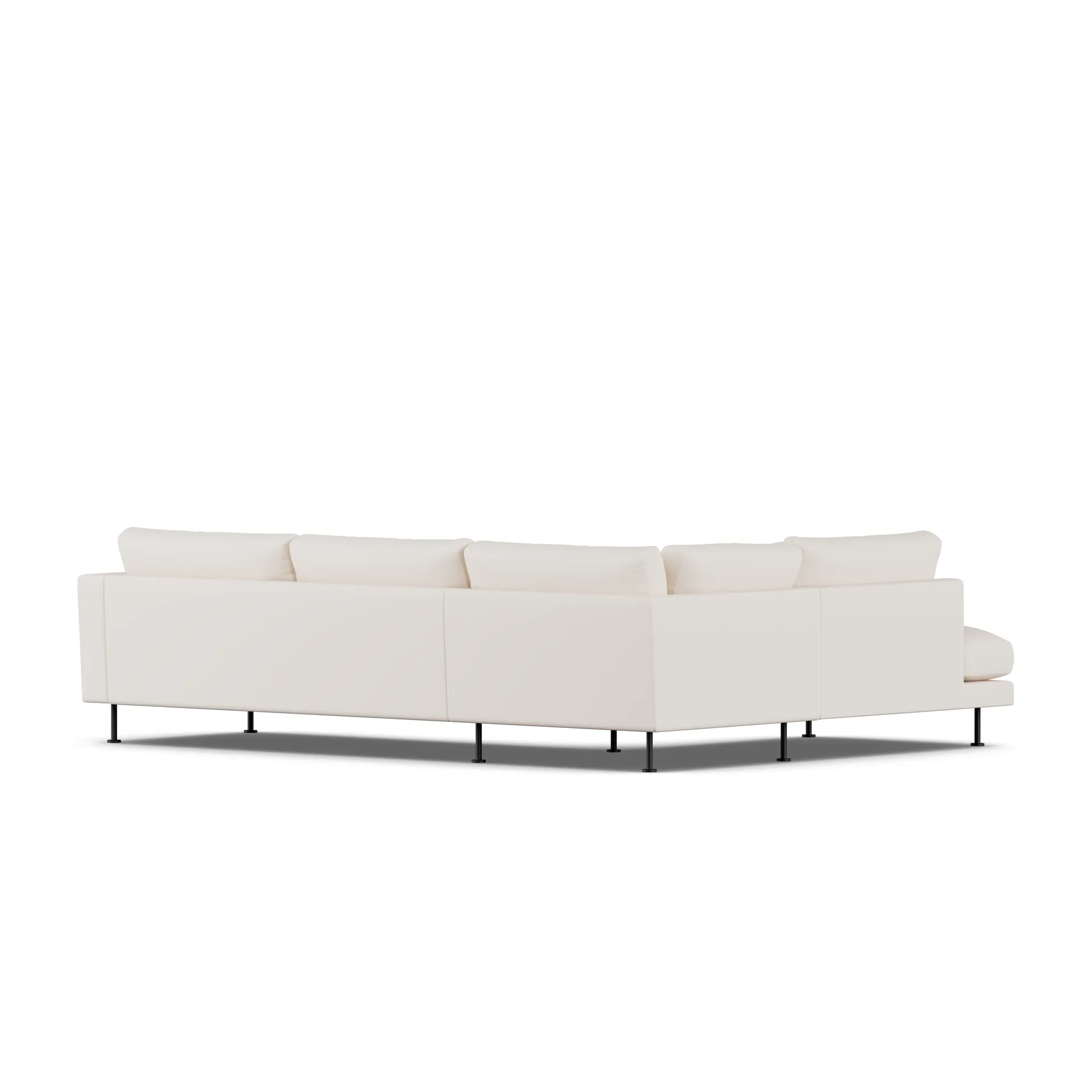 Bredhult sofa, Caleido Beige 9600-svart stål, 3-seters A2 1898