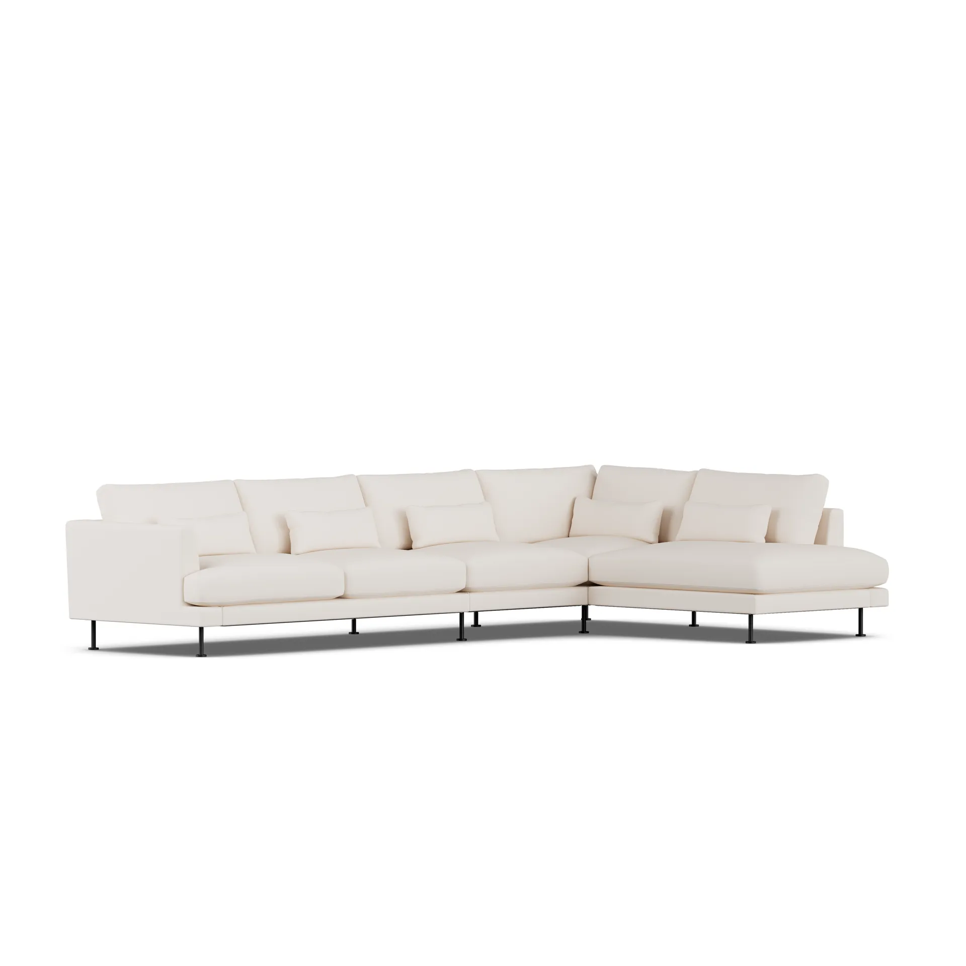 Bredhult sofa, Caleido Beige 9600-svart stål, 4-seters B1 1898