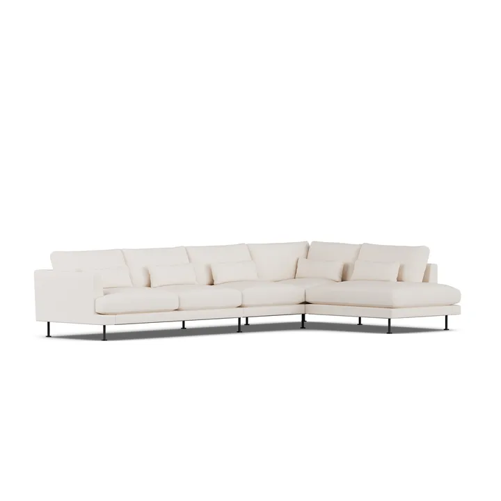 Bredhult sofa - Caleido Beige 9600-svart stål, 4-seters B1 - 1898