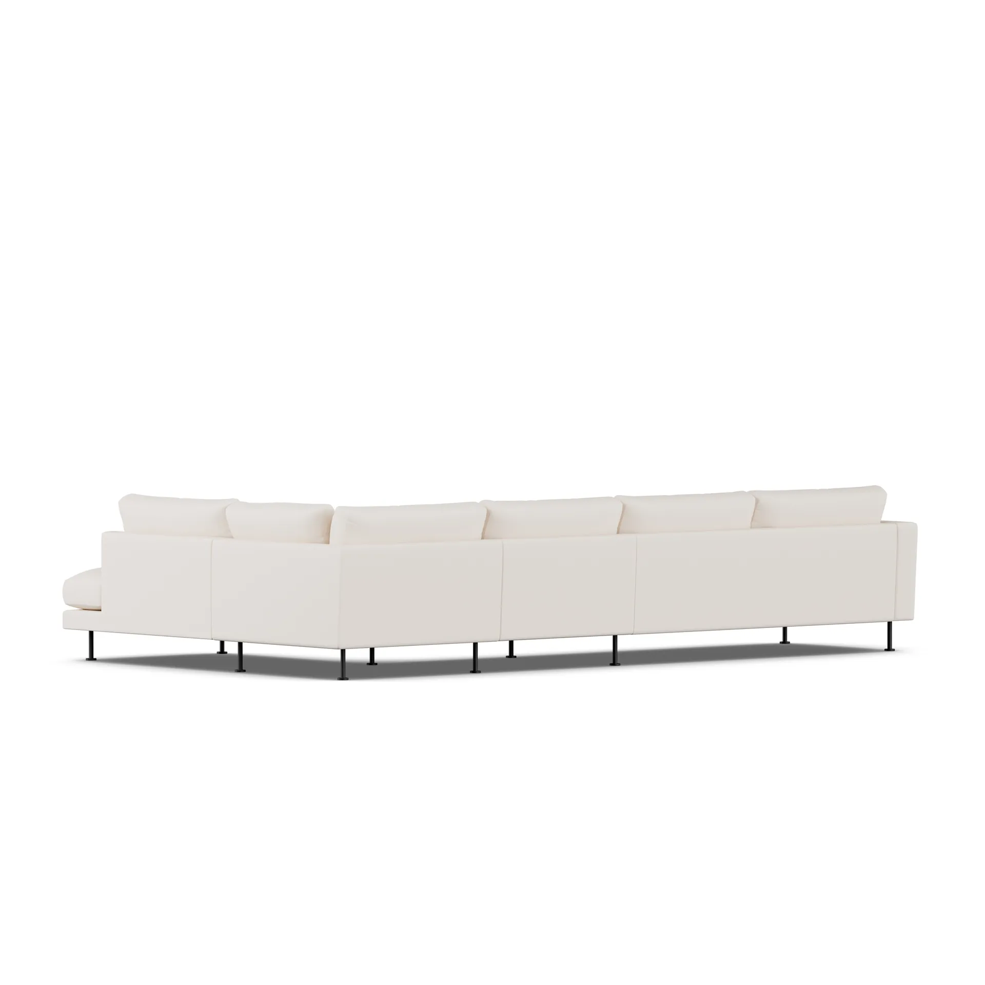 Bredhult sofa, Caleido Beige 9600-svart stål, 4-seters B1 1898