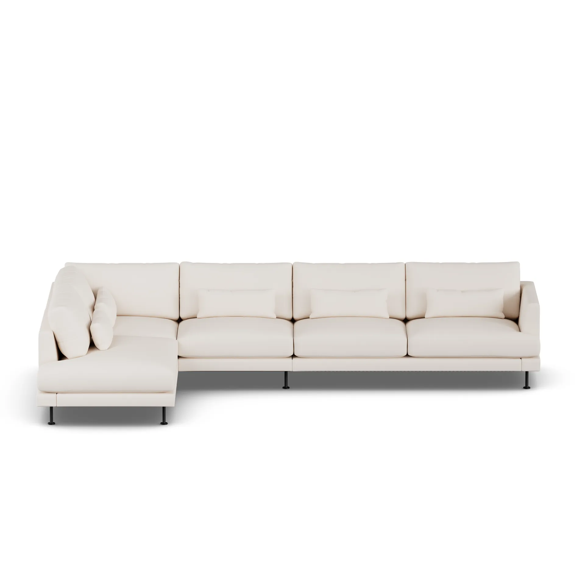 Bredhult sofa, Caleido Beige 9600-svart stål, 4-seters B2 1898