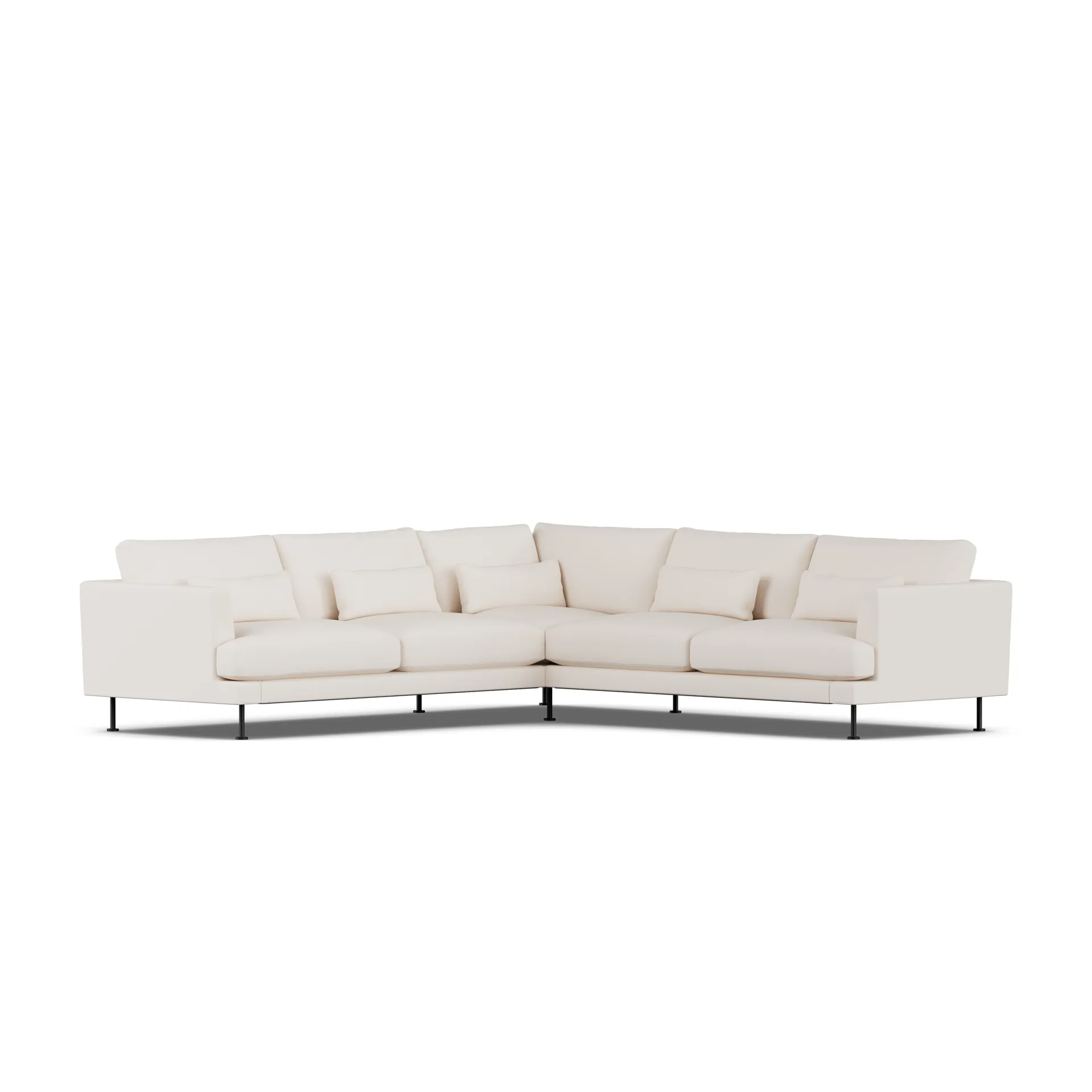 Bredhult sofa, Caleido Beige 9600-svart stål, hjørnesofa F 1898