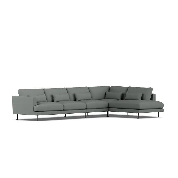 Bredhult sofa - Caleido Grey 1240-svart stål, 4-seters B1 - 1898