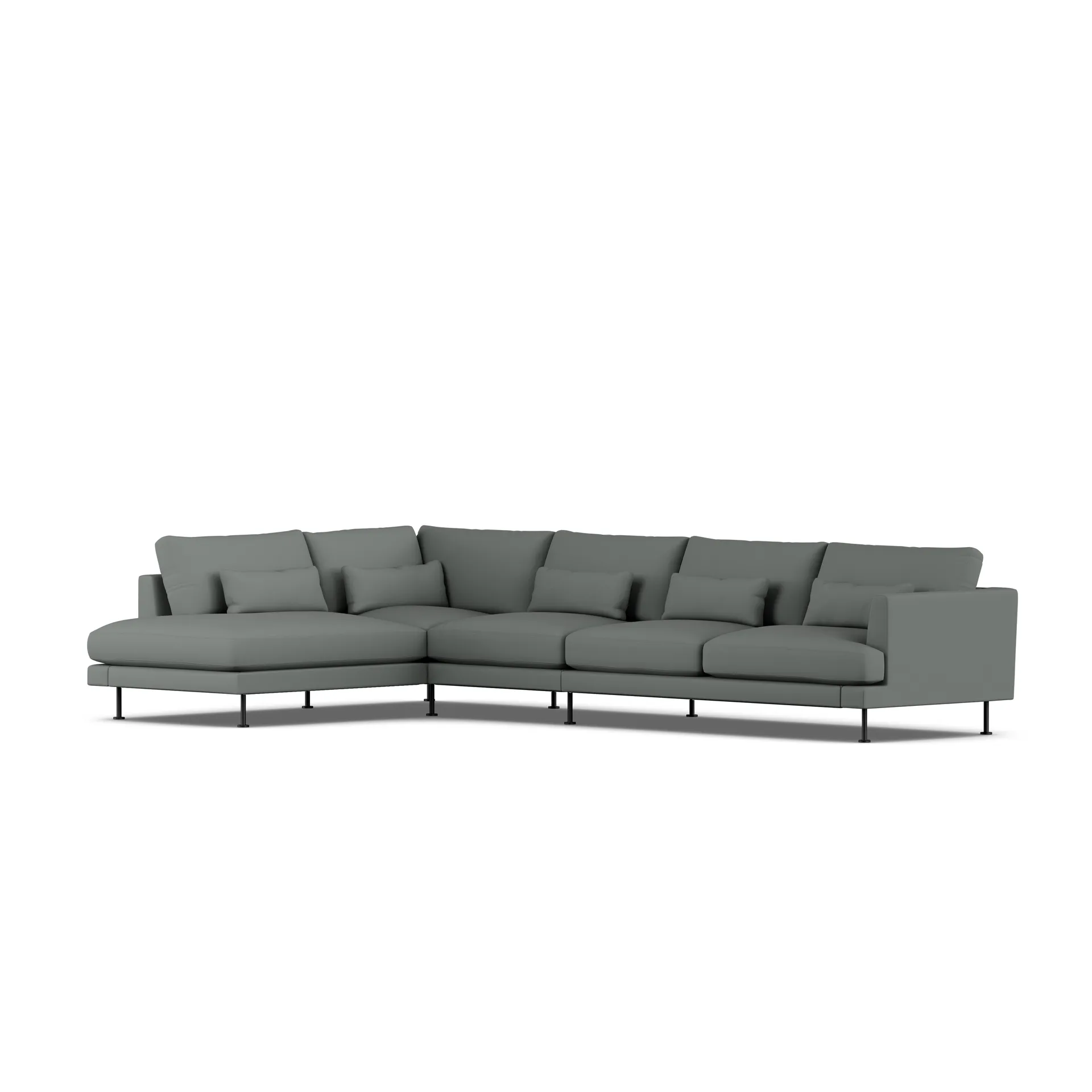 Bredhult sofa, Caleido Grey 1240-svart stål, 4-seters B2 1898