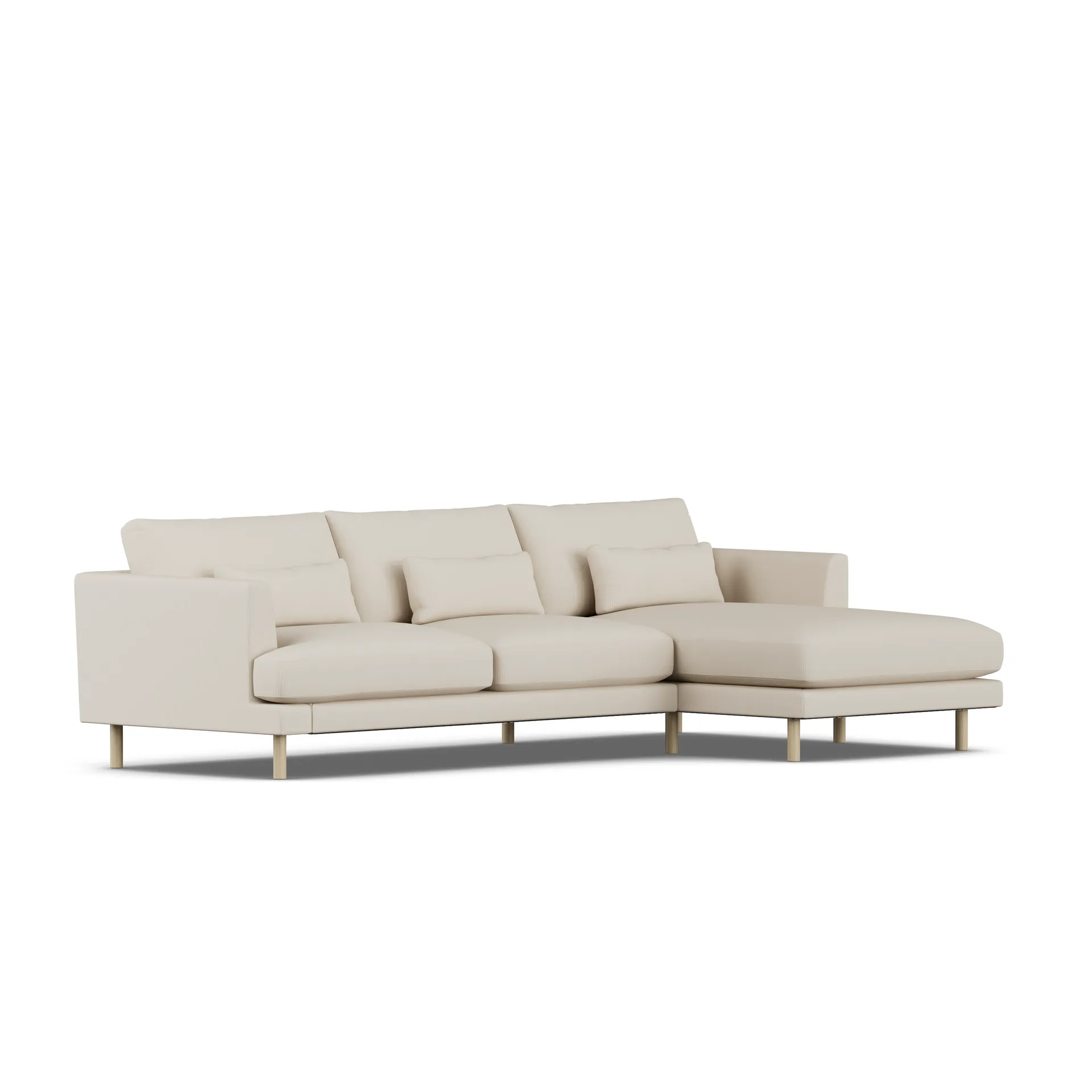 Bredhult sofa, Jump Beige 1956-hvitoljet eik, 2,5-seters C1 1898
