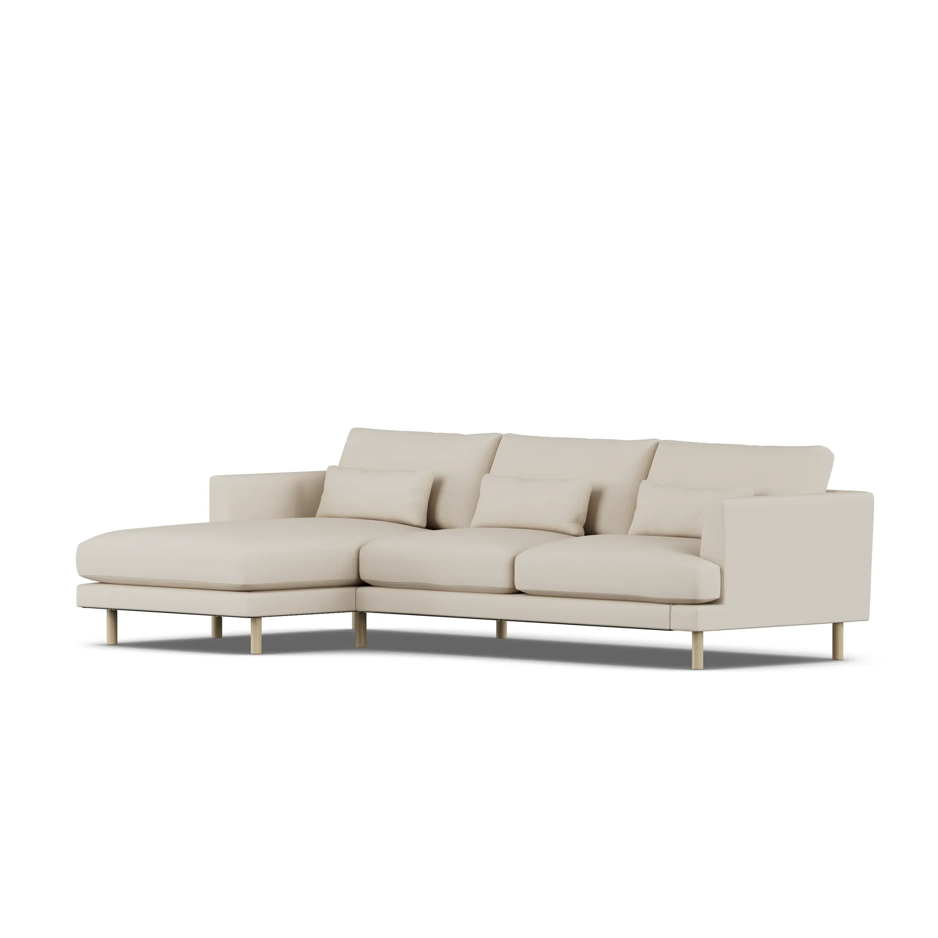 Bredhult sofa, Jump Beige 1956-hvitoljet eik, 2,5-seters C2 1898