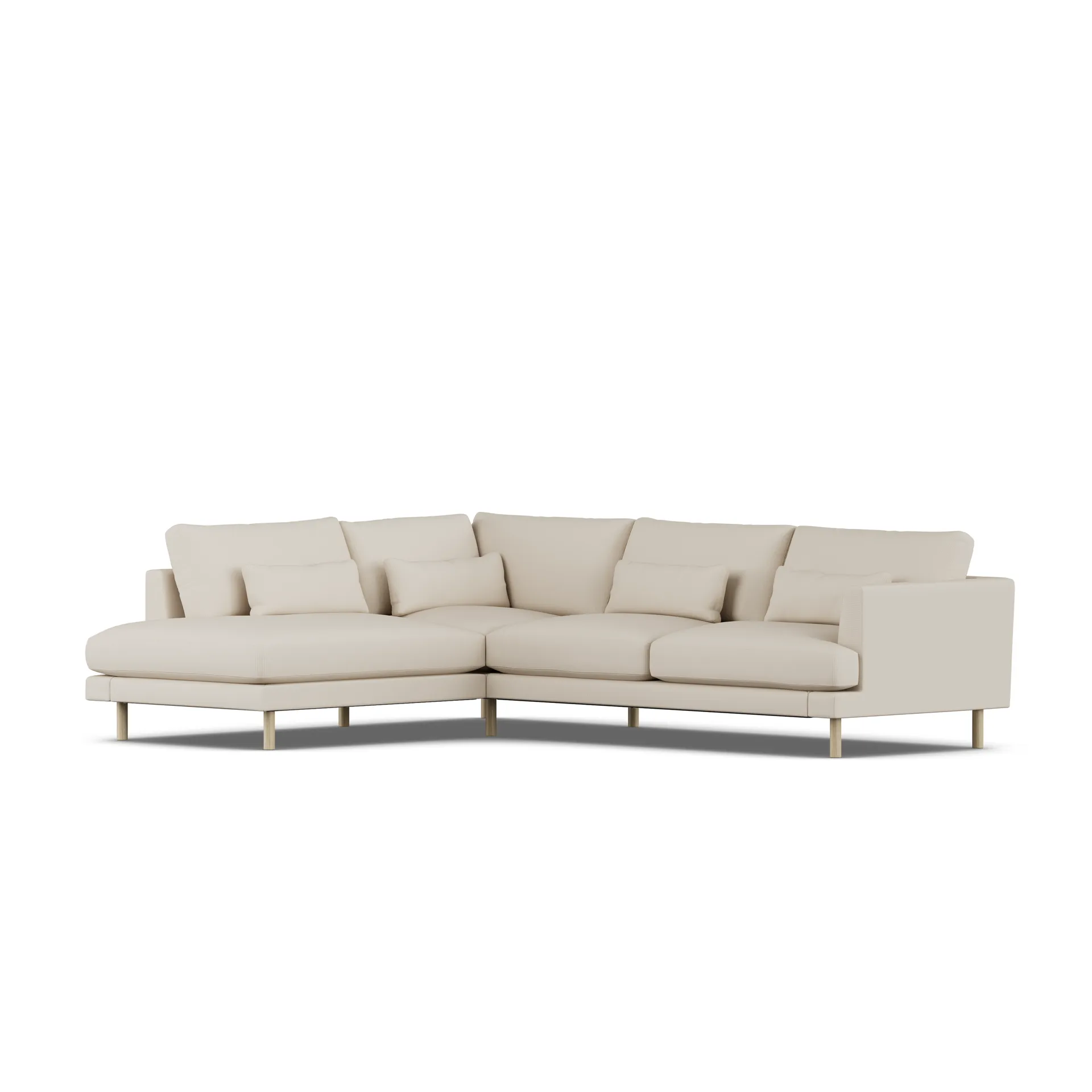 Bredhult sofa, Jump Beige 1956-hvitoljet eik, 3-seters A2 1898