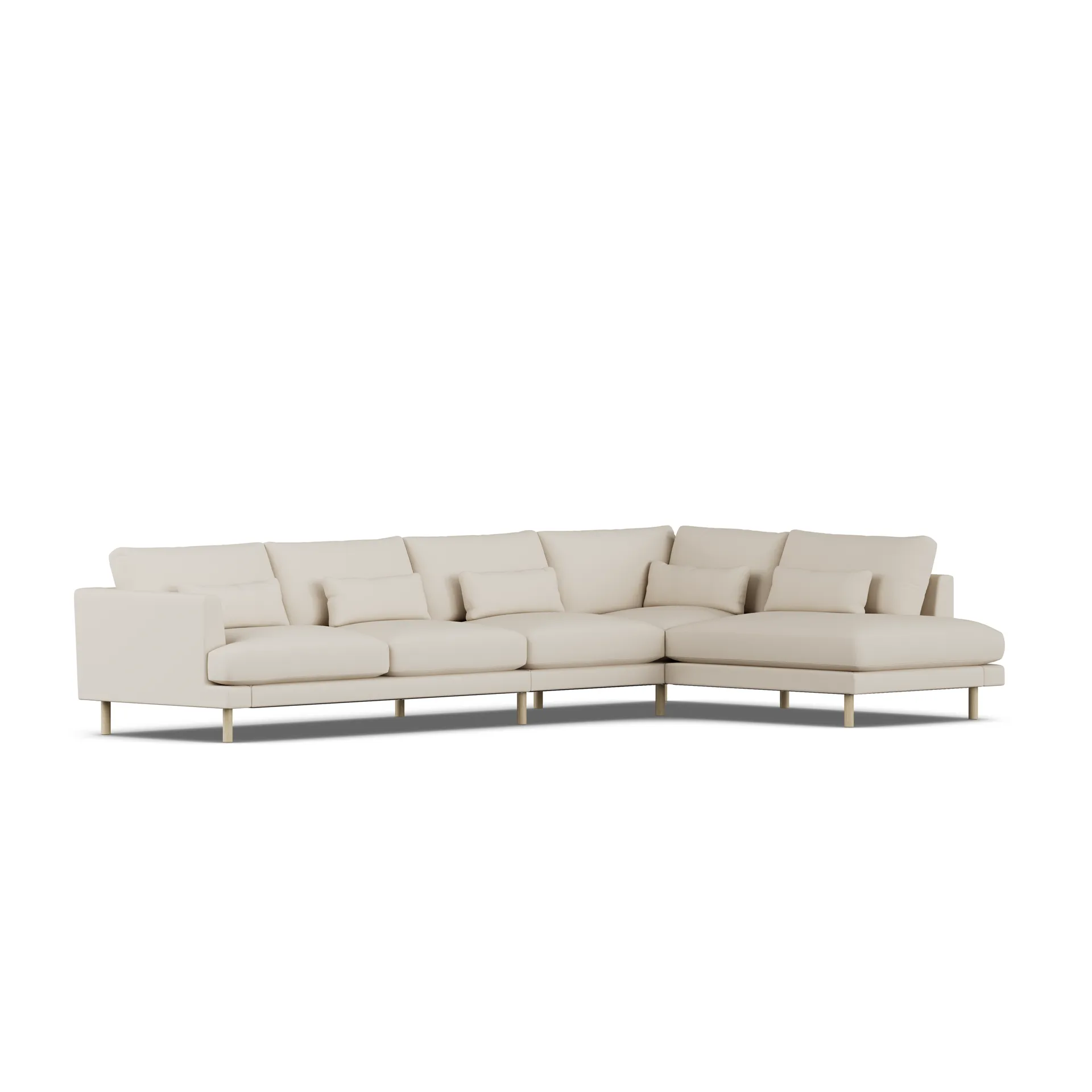 Bredhult sofa, Jump Beige 1956-hvitoljet eik, 4-seters B1 1898