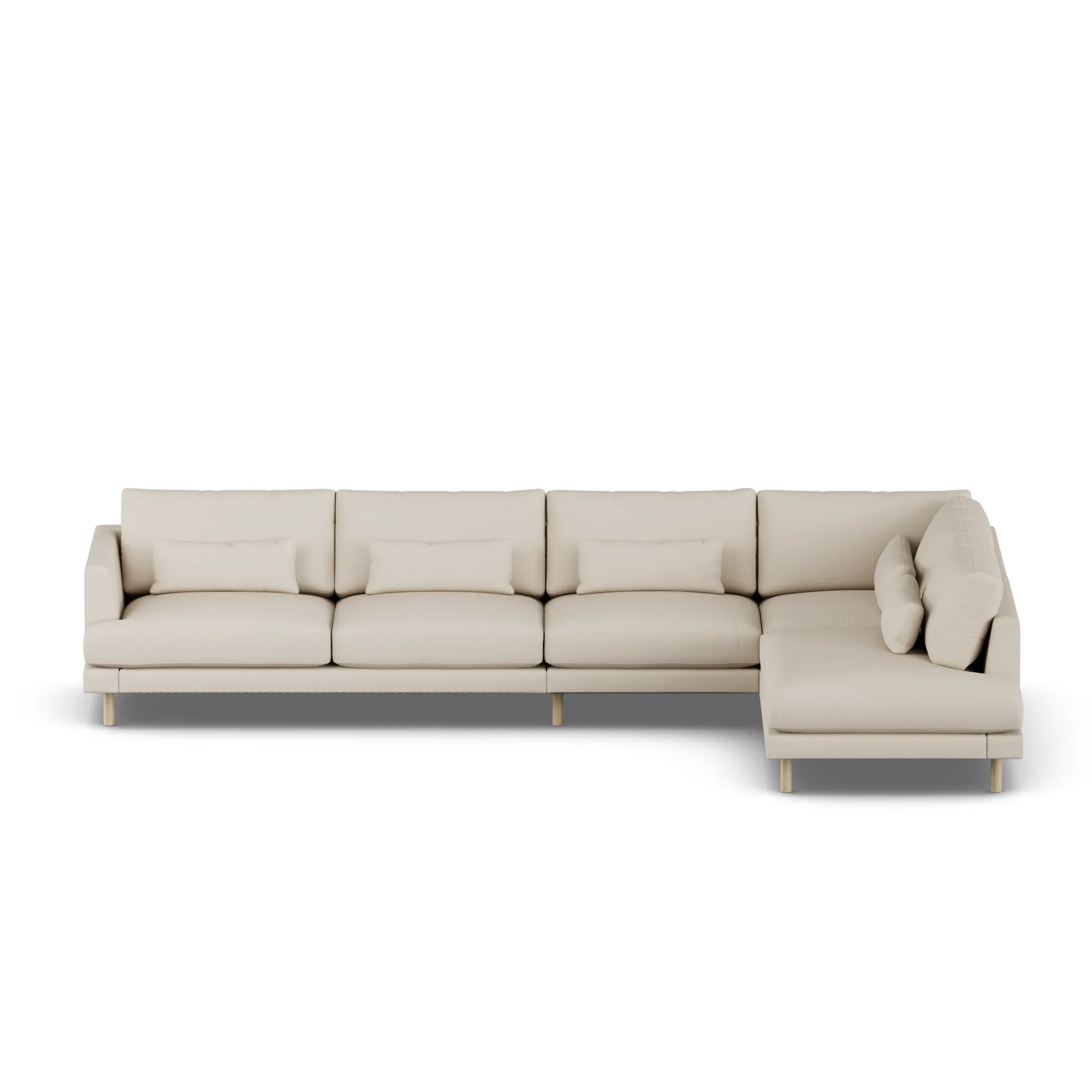 Bredhult sofa, Jump Beige 1956-hvitoljet eik, 4-seters B1 1898